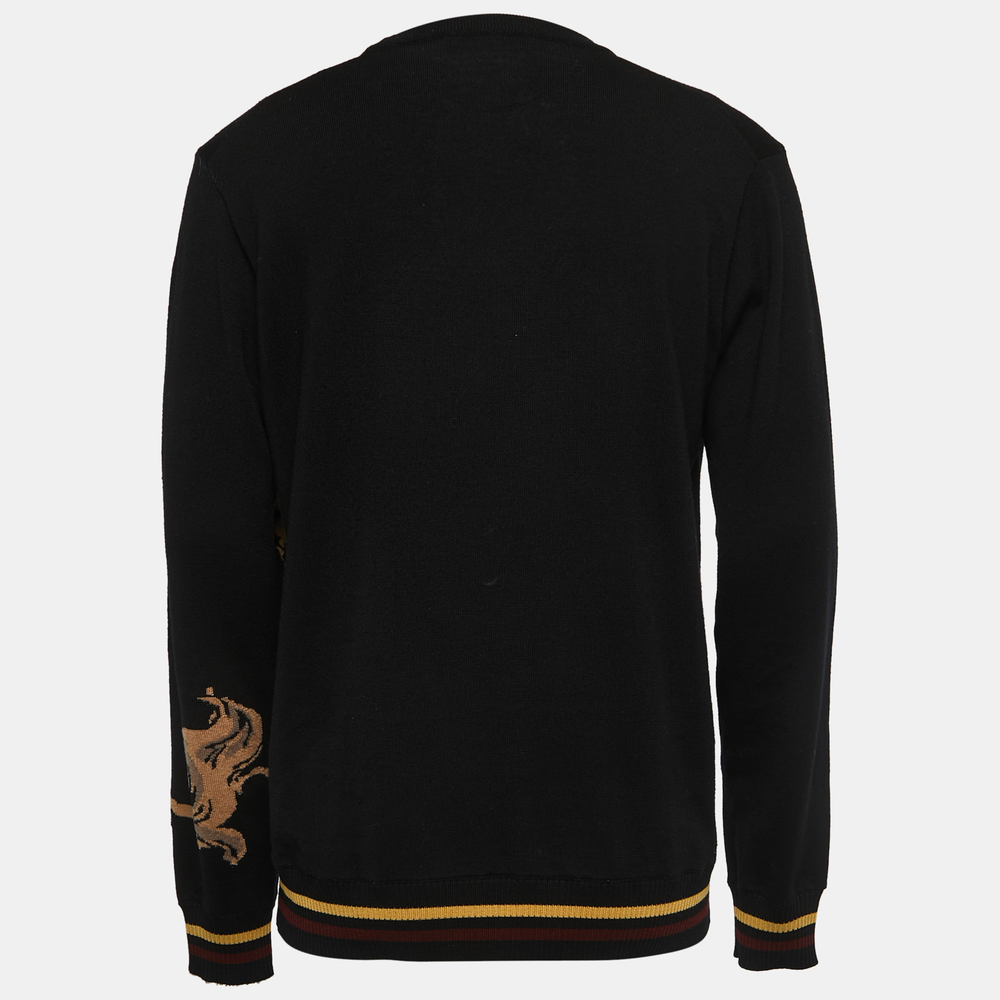 

Dolce & Gabbana Black Patterned Wool Knit Sweater