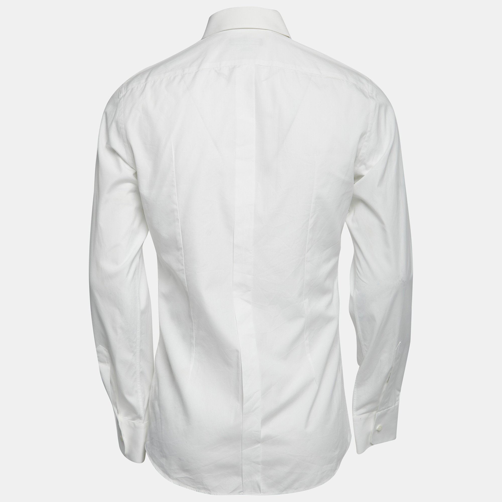 

Dolce & Gabbana White Cotton Gold Fit Button Front Full Sleeve Shirt