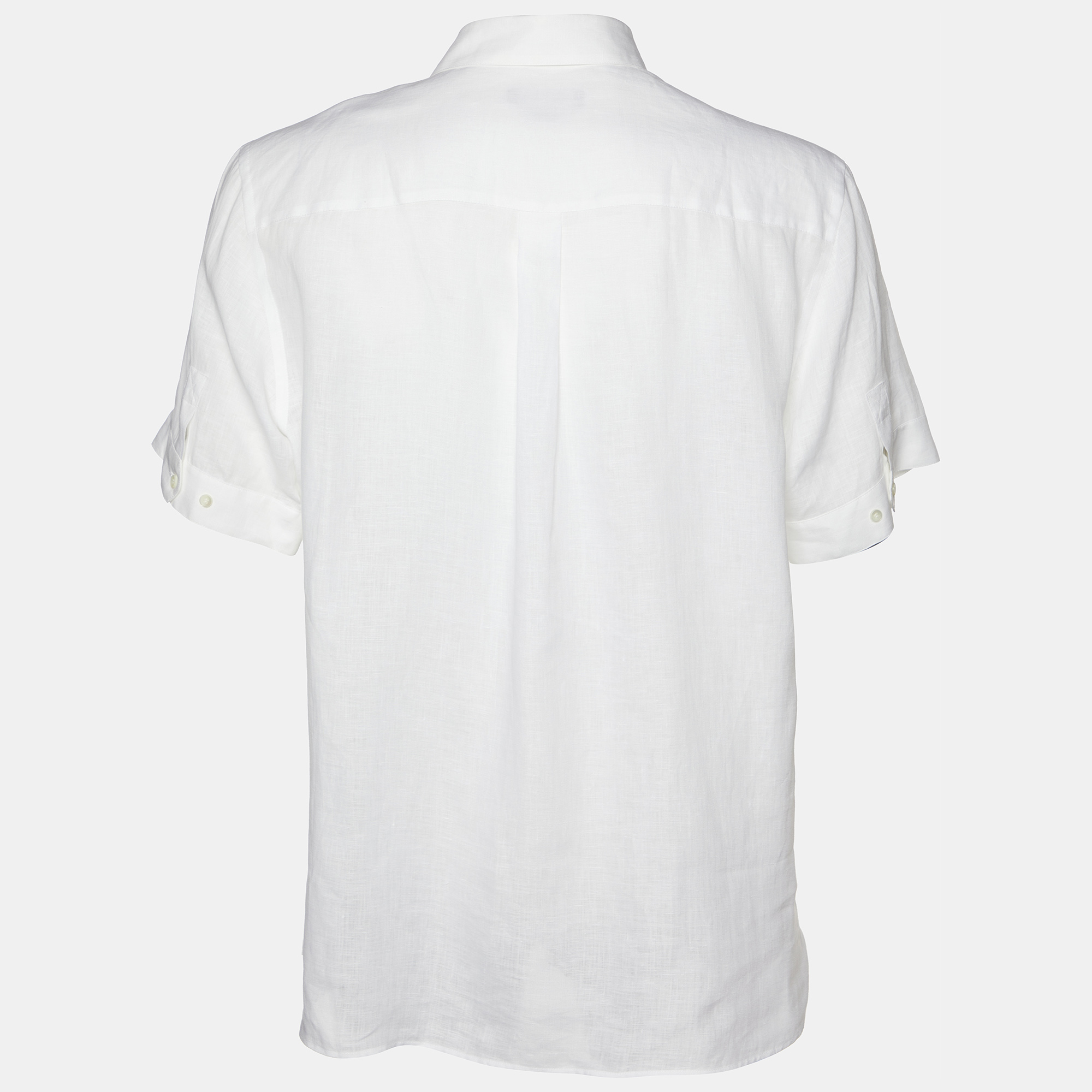 

Dolce & Gabbana White Linen Short Sleeve Martini Shirt