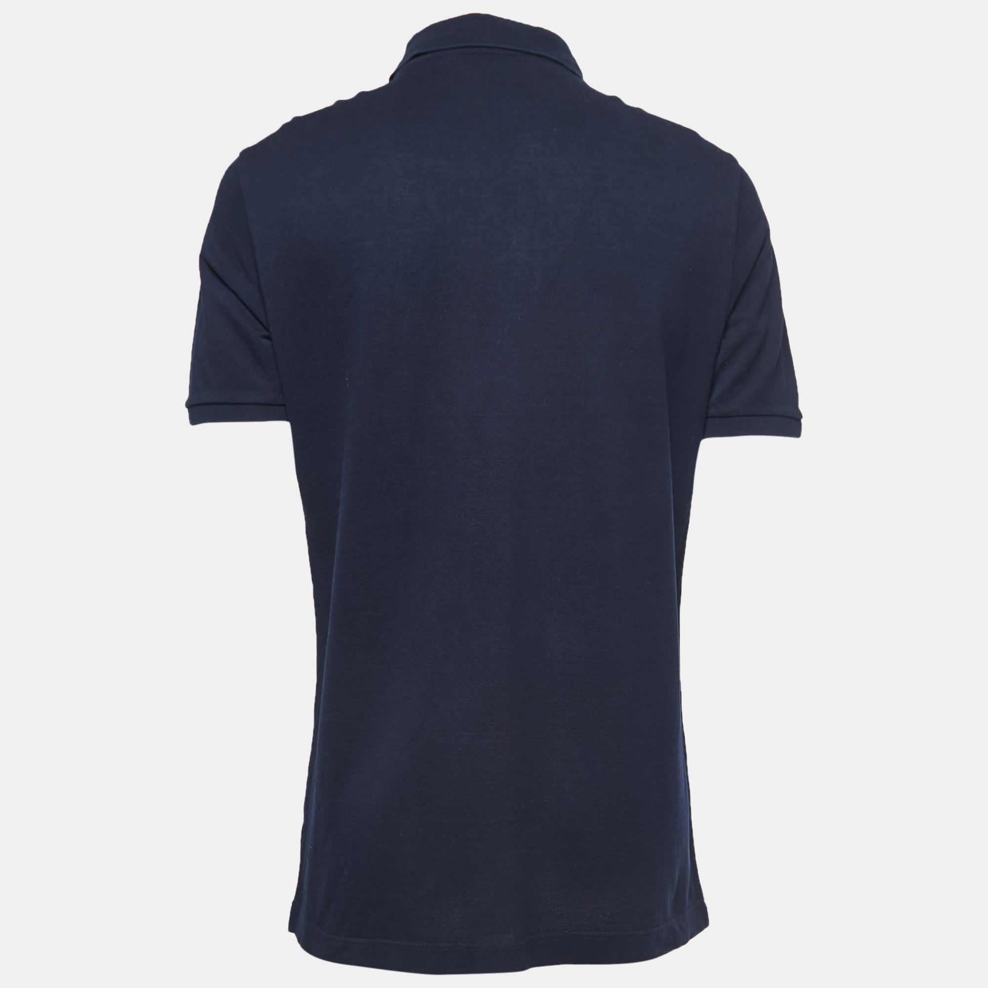 

Dolce & Gabbana Navy Blue Cotton Pique Logo Detail Polo T-shirt