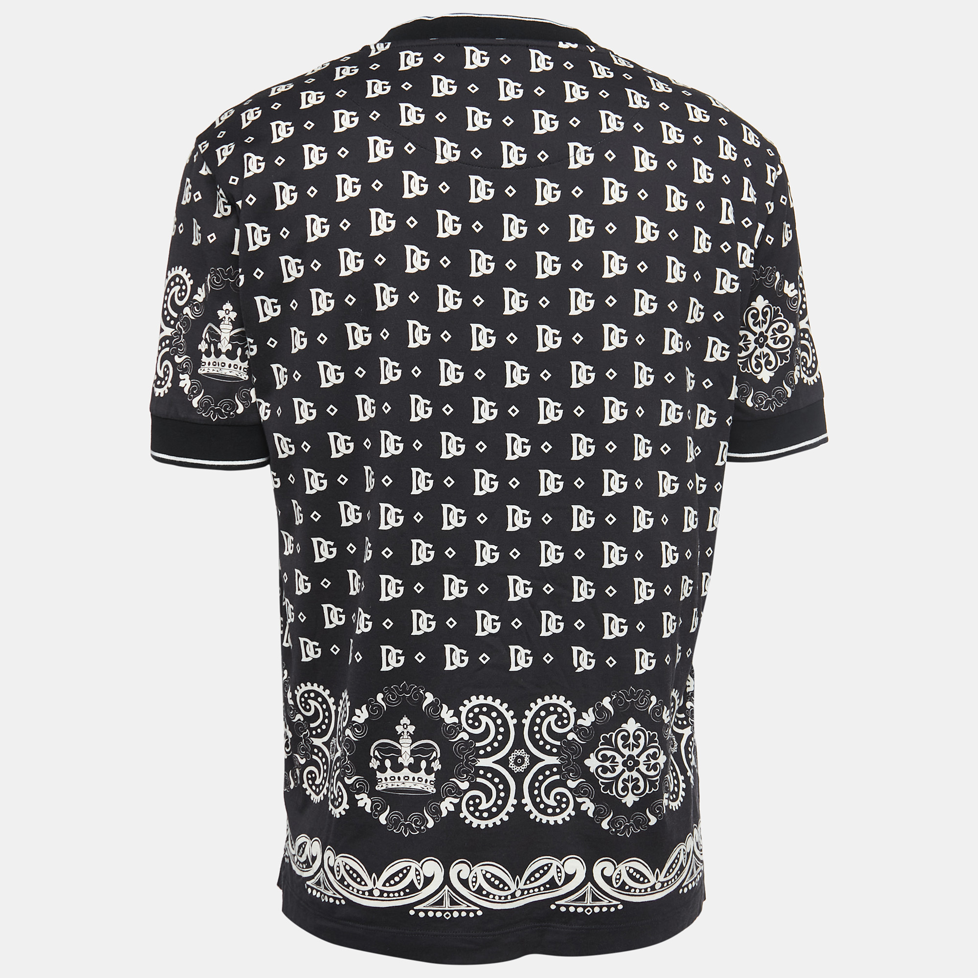 

Dolce & Gabbana Black Cotton All Over Logo Print Crew Neck T-Shirt
