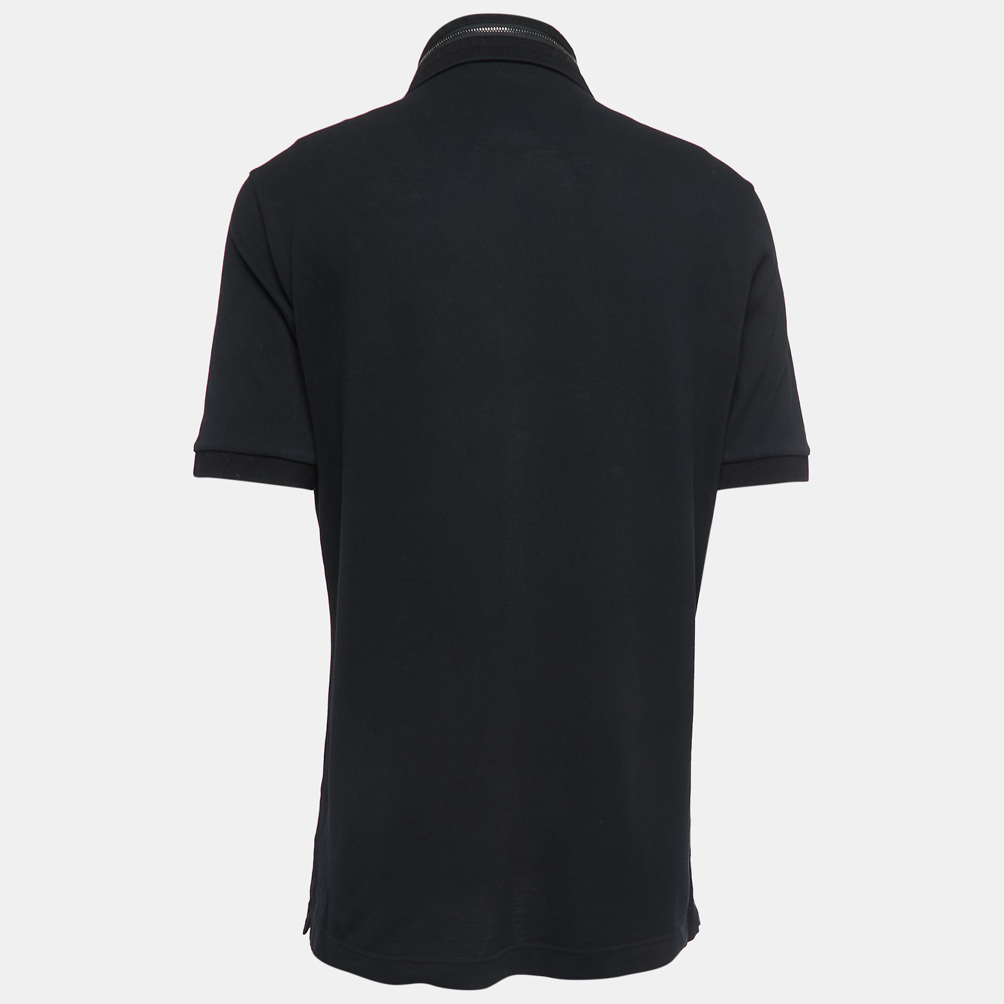 

Dolce & Gabbana Black Cotton Pique Zip Detail Polo T-Shirt