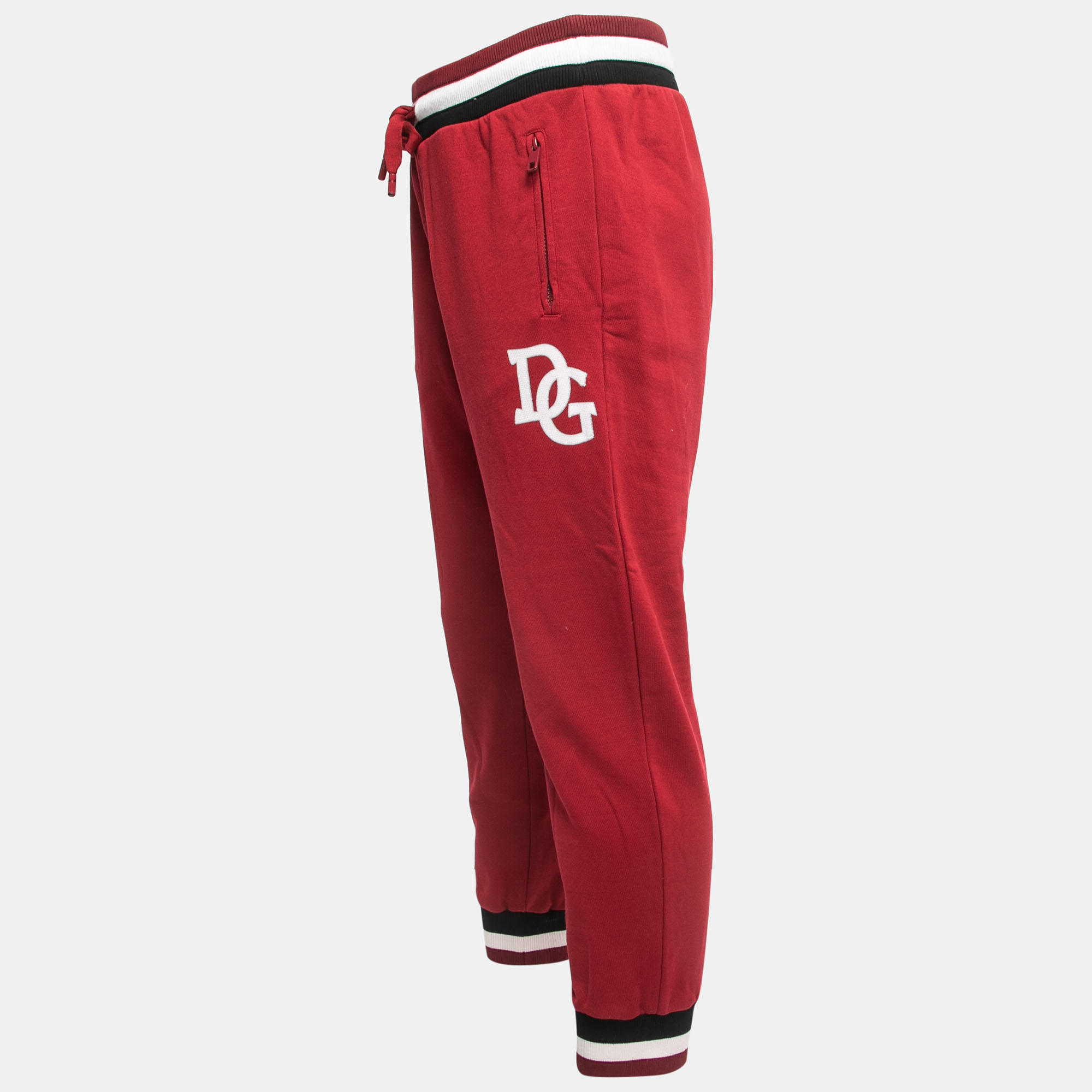 

Dolce & Gabbana Red Logo Print Cotton Knit Joggers