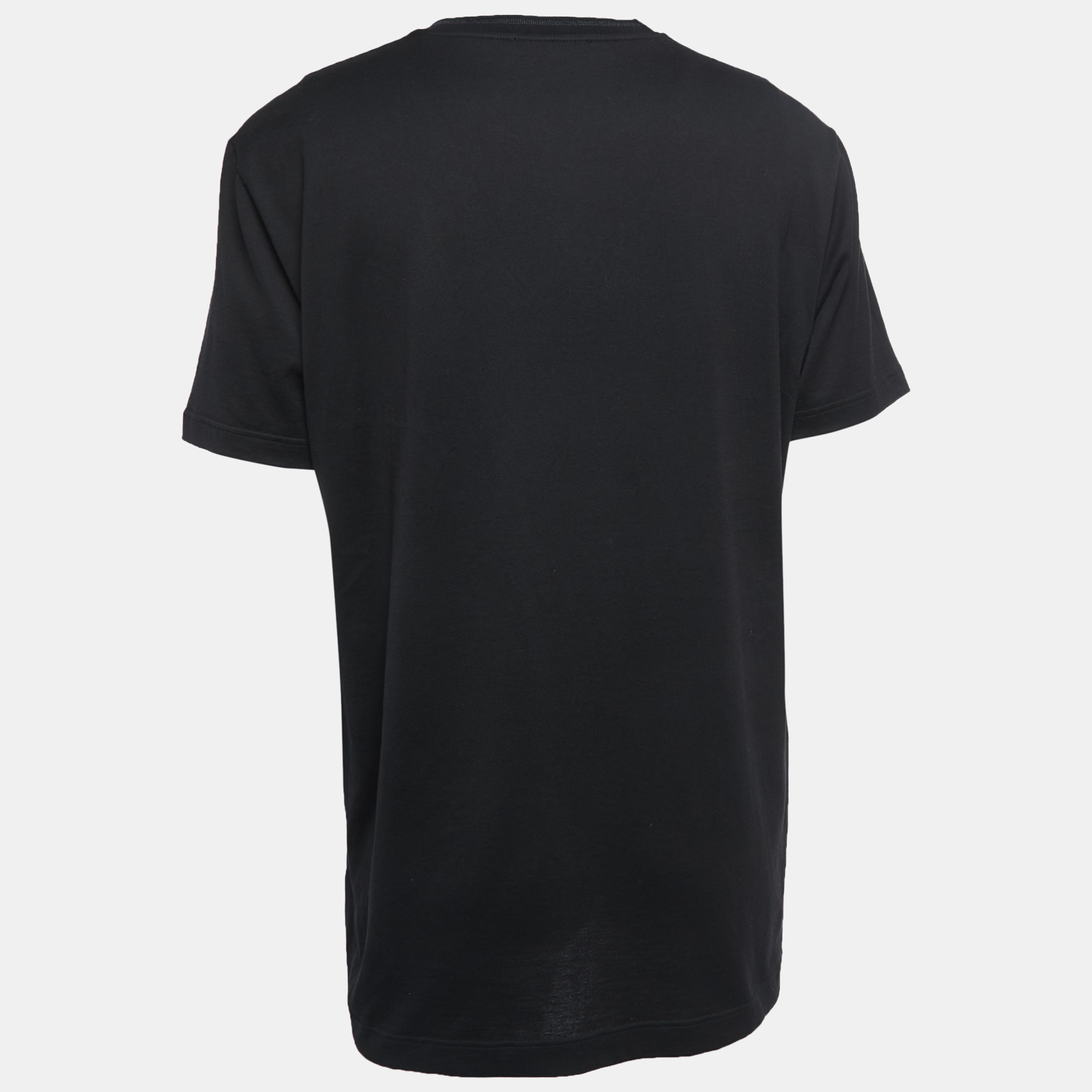 

Dolce & Gabbana Black Embroidered Cotton Crew Neck T-shirt 2XL