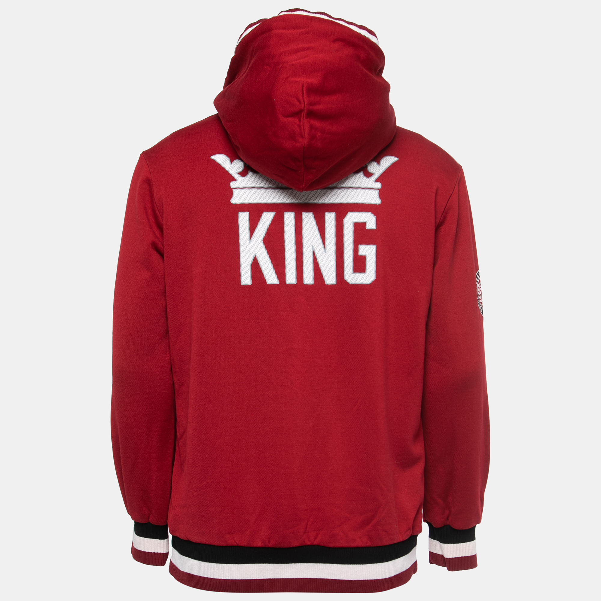 

Dolce & Gabbana Red Printed Cotton Knit Hoodie