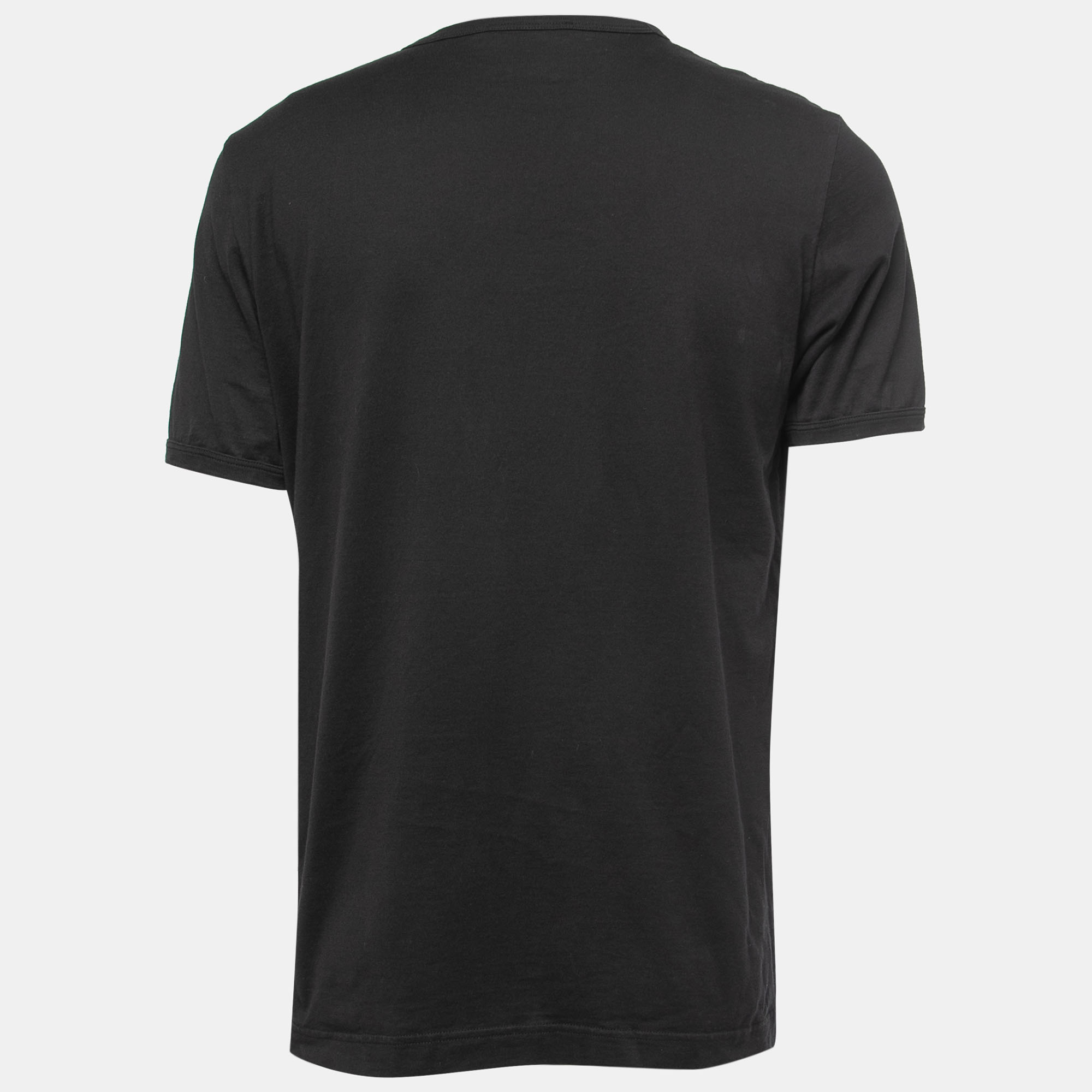 

Dolce & Gabbana Black Embroidered Crew Neck Half Sleeve T-Shirt 2XL