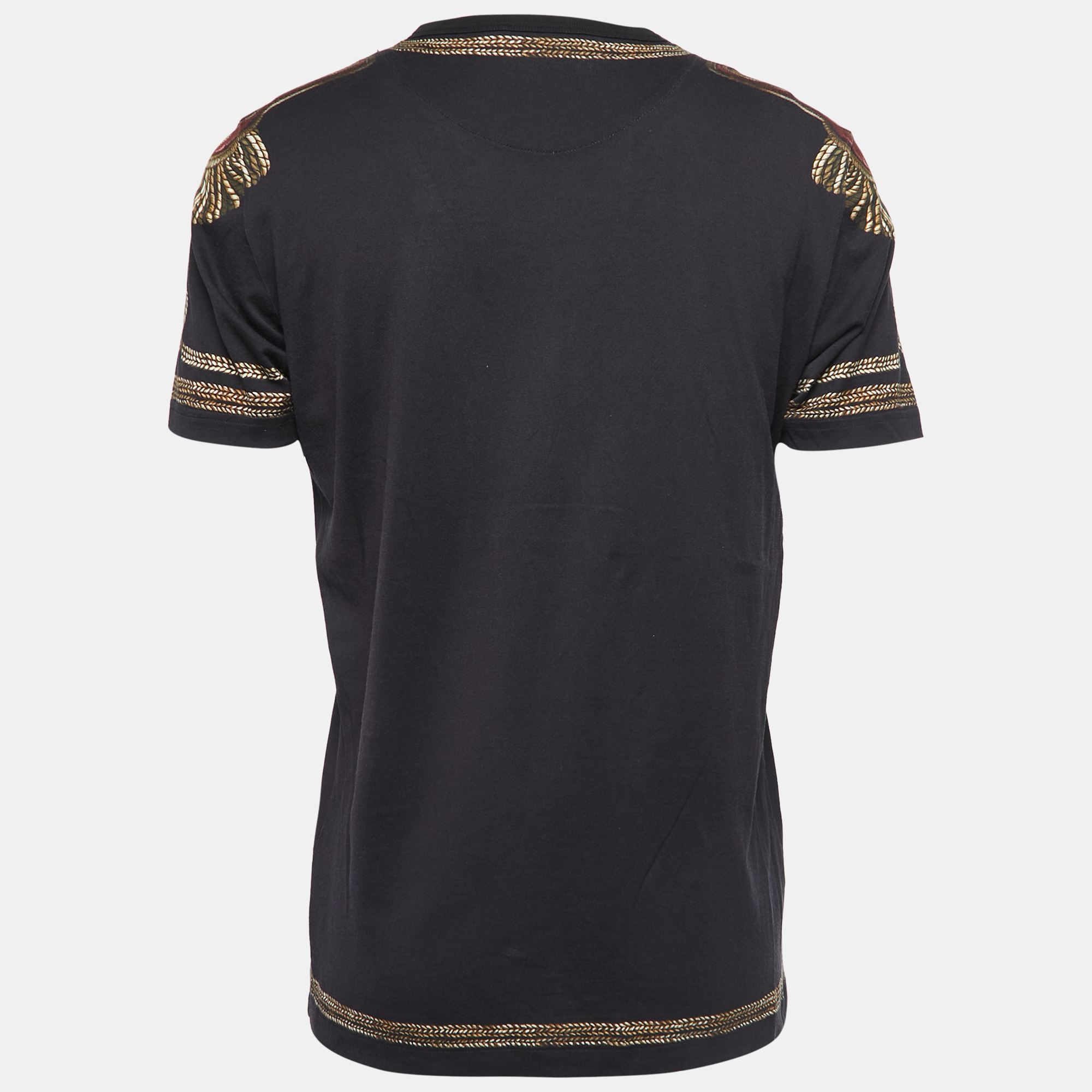 

Dolce & Gabbana Black Military Print Cotton Crew Neck Half Sleeve T-Shirt