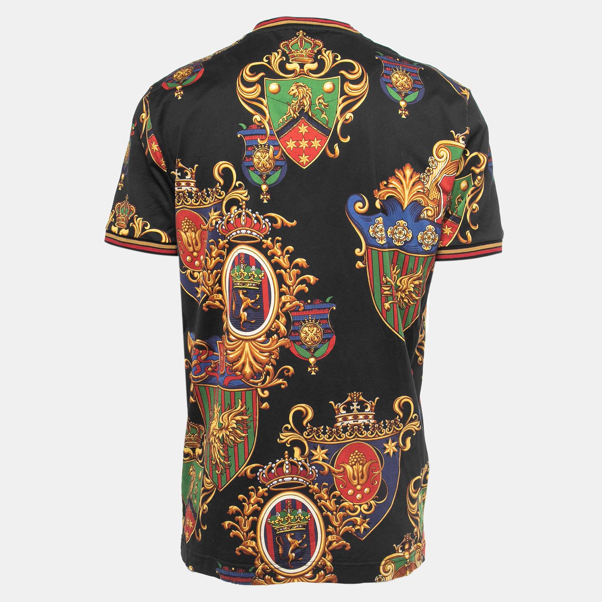 

Dolce & Gabbana Black/Multicolor Printed Cotton Crew Neck T-Shirt 2XL