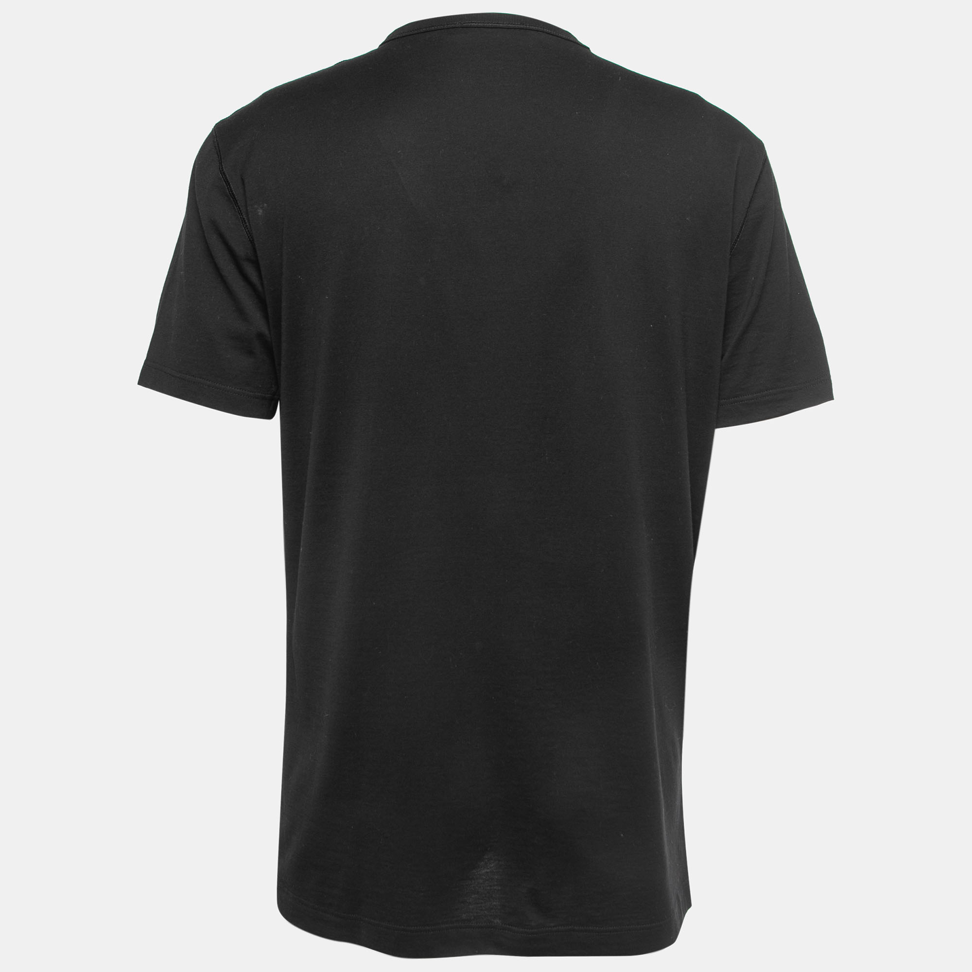

Dolce & Gabbana Black Cotton Logo Patch Crew Neck Half Sleeve T-Shirt
