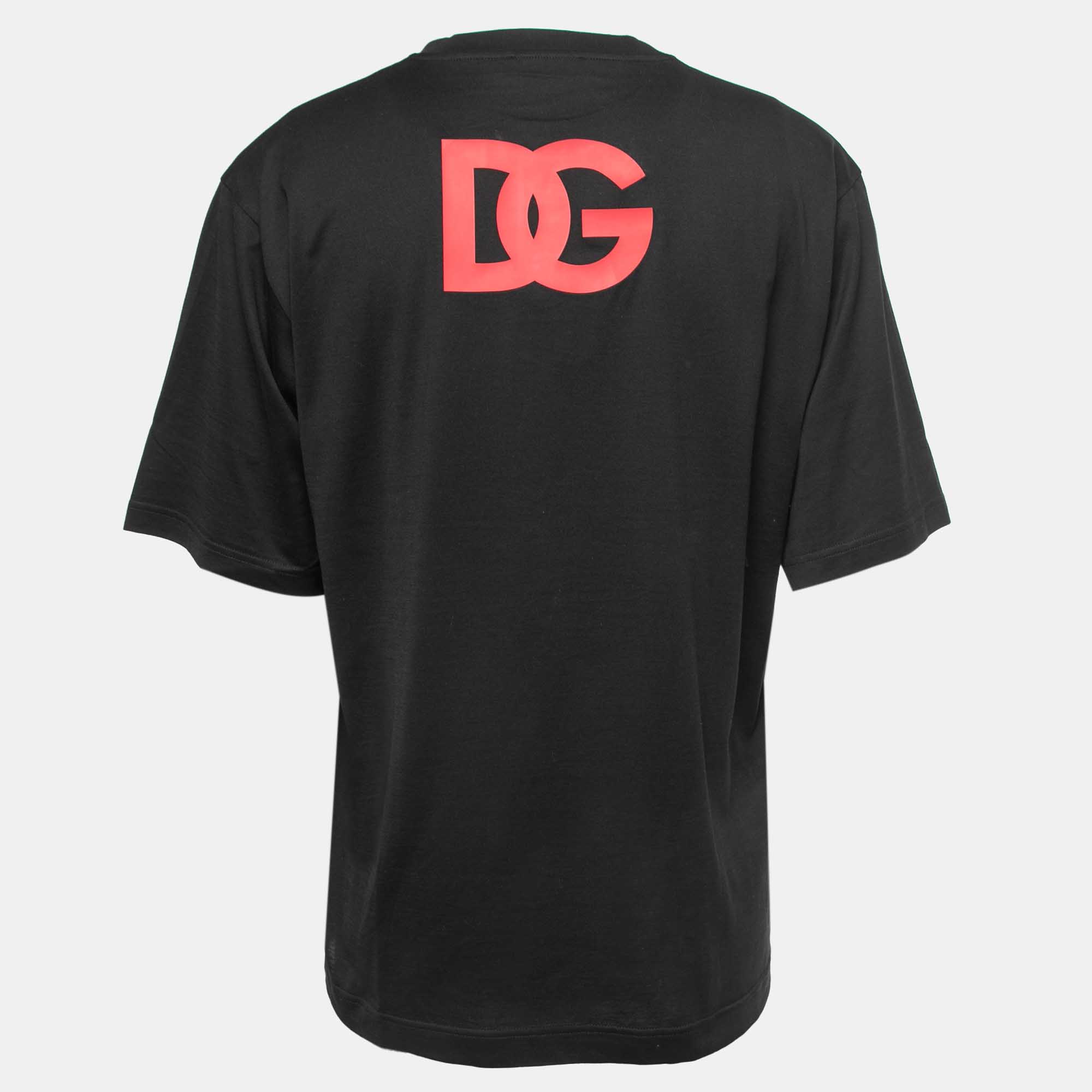 

Dolce & Gabbana Black Cotton Logo T-Shirt 2XL