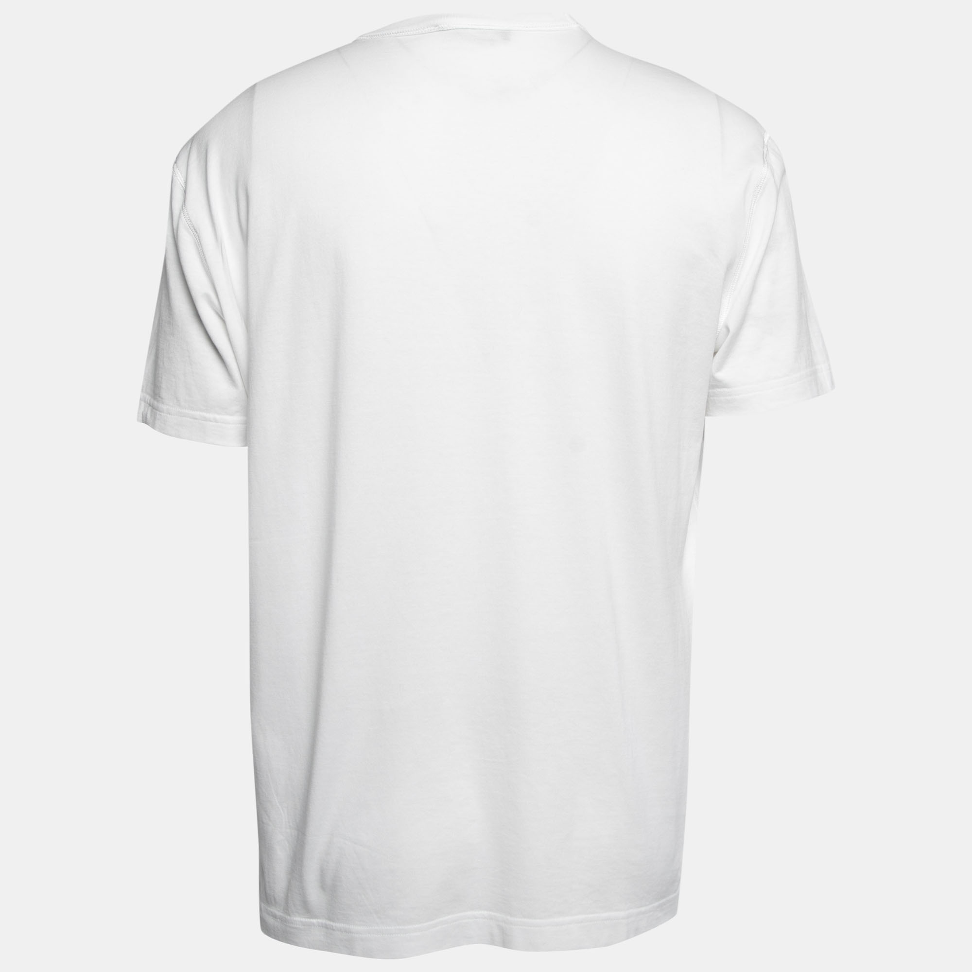 

Dolce & Gabbana White Cotton Logo Plaque Detail Crew Neck T-Shirt 3XL