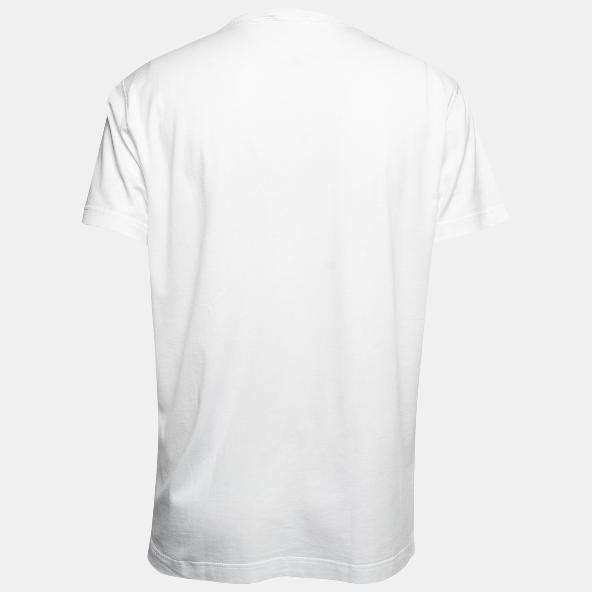 

Dolce & Gabbana White Cotton Logo Plaque Detail T-Shirt 2XL