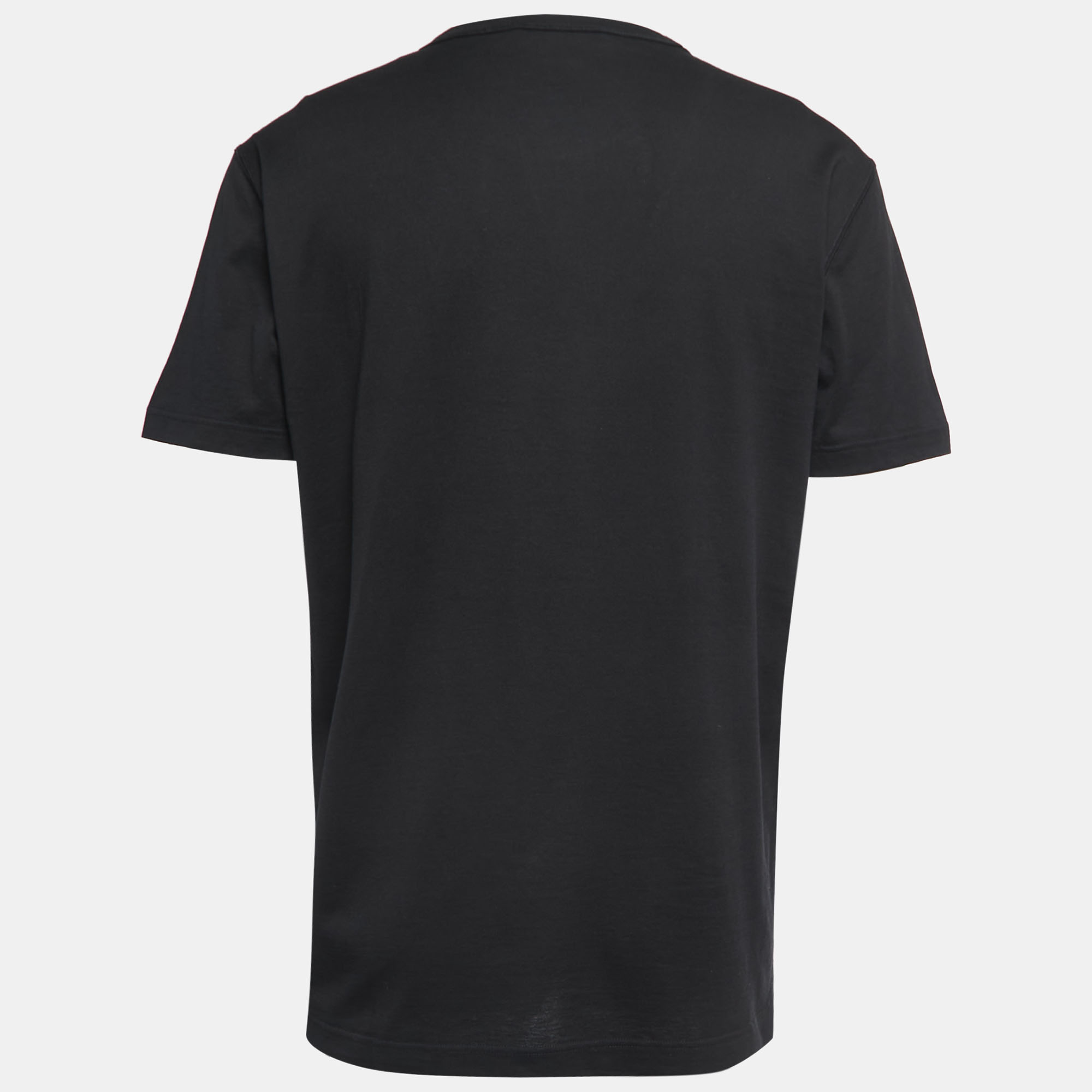 

Dolce & Gabbana Black Cotton Logo Patch Crew Neck Half Sleeve T-Shirt