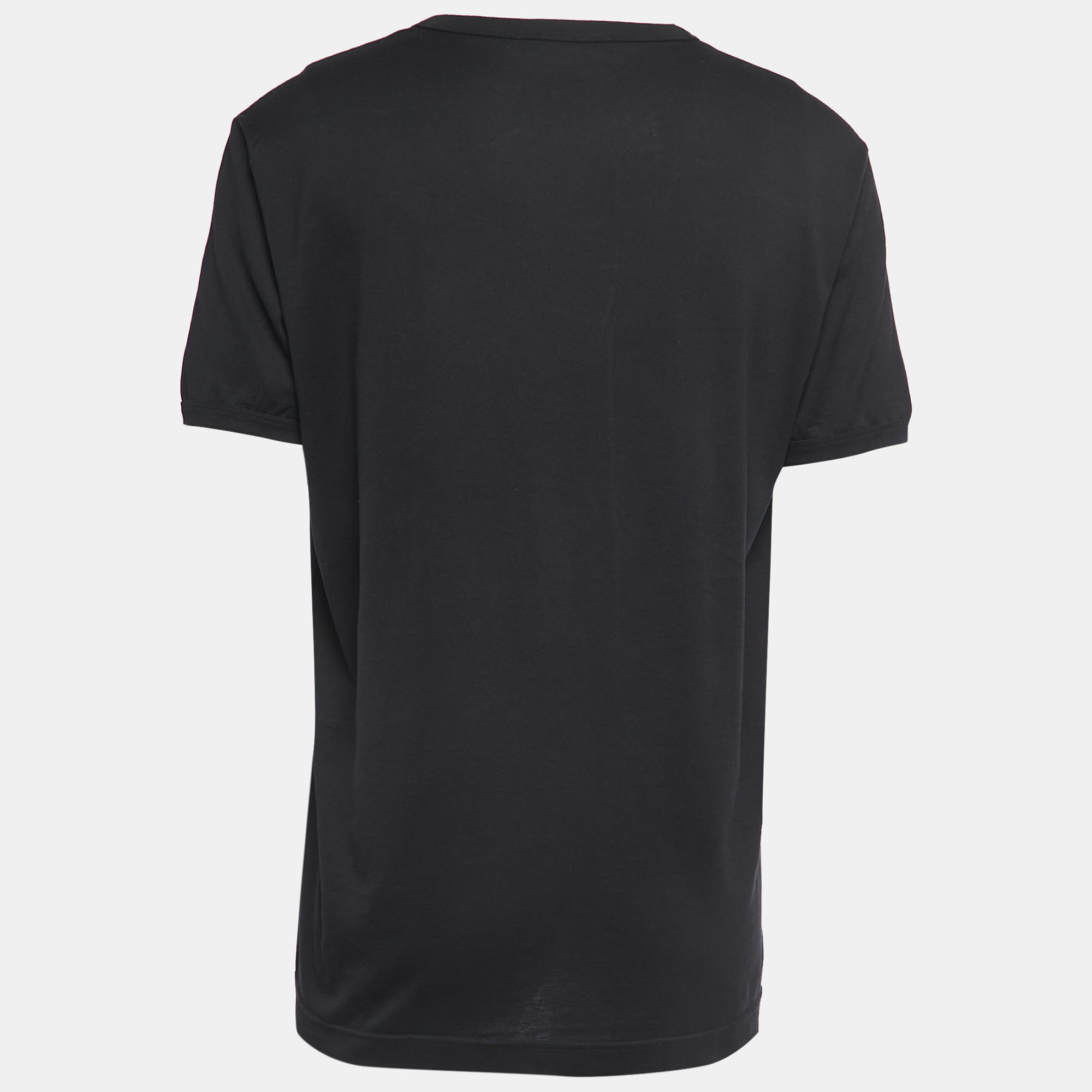 

Dolce & Gabbana Black Cotton Crew Neck Half Sleeve T-Shirt