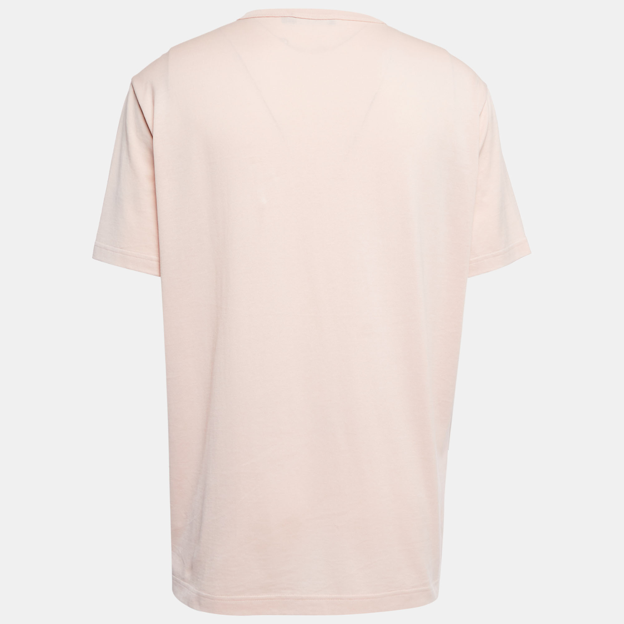 

Dolce & Gabbana Pink Cotton Logo Patch Crew Neck Half Sleeve T-Shirt