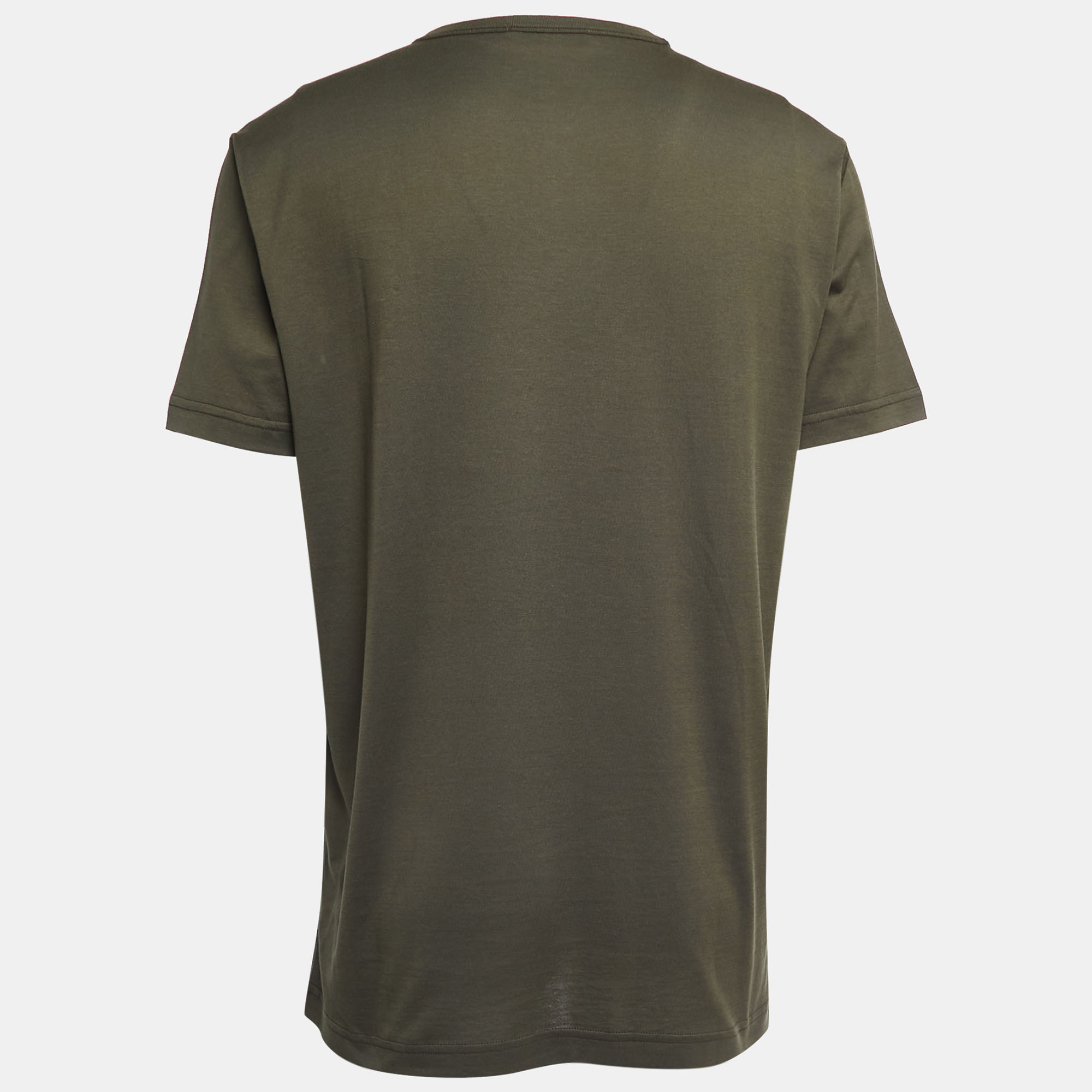 

Dolce & Gabbana Military Green Cotton Logo Patch Crew Neck Half Sleeve T-Shirt
