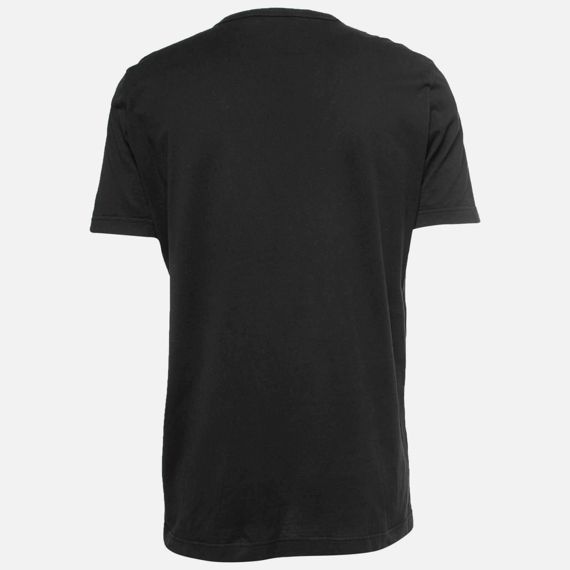 

Dolce & Gabbana Black Logo Sartoria Print Cotton Crew Neck T-Shirt