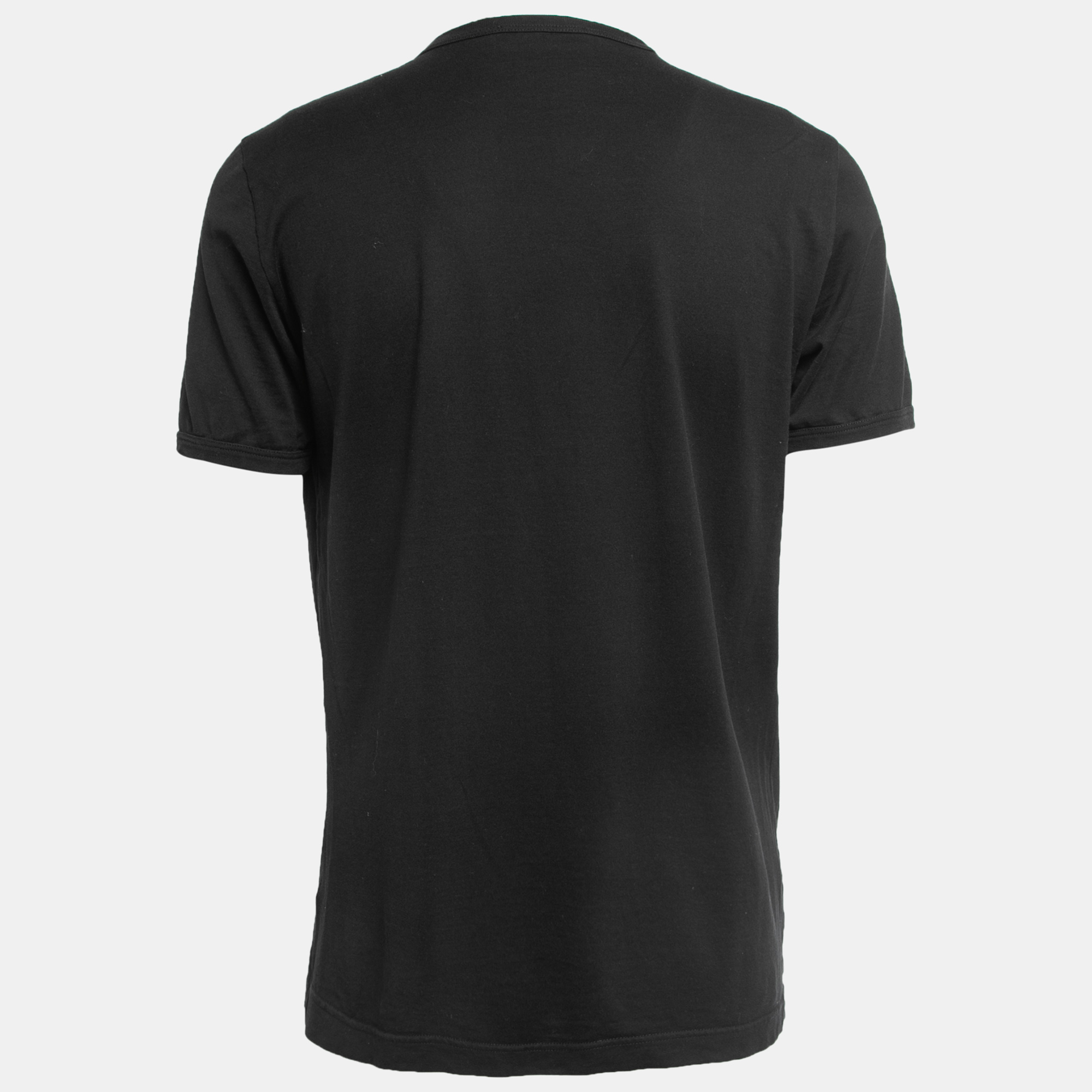 

Dolce & Gabbana Black Cotton Logo Applique T-Shirt