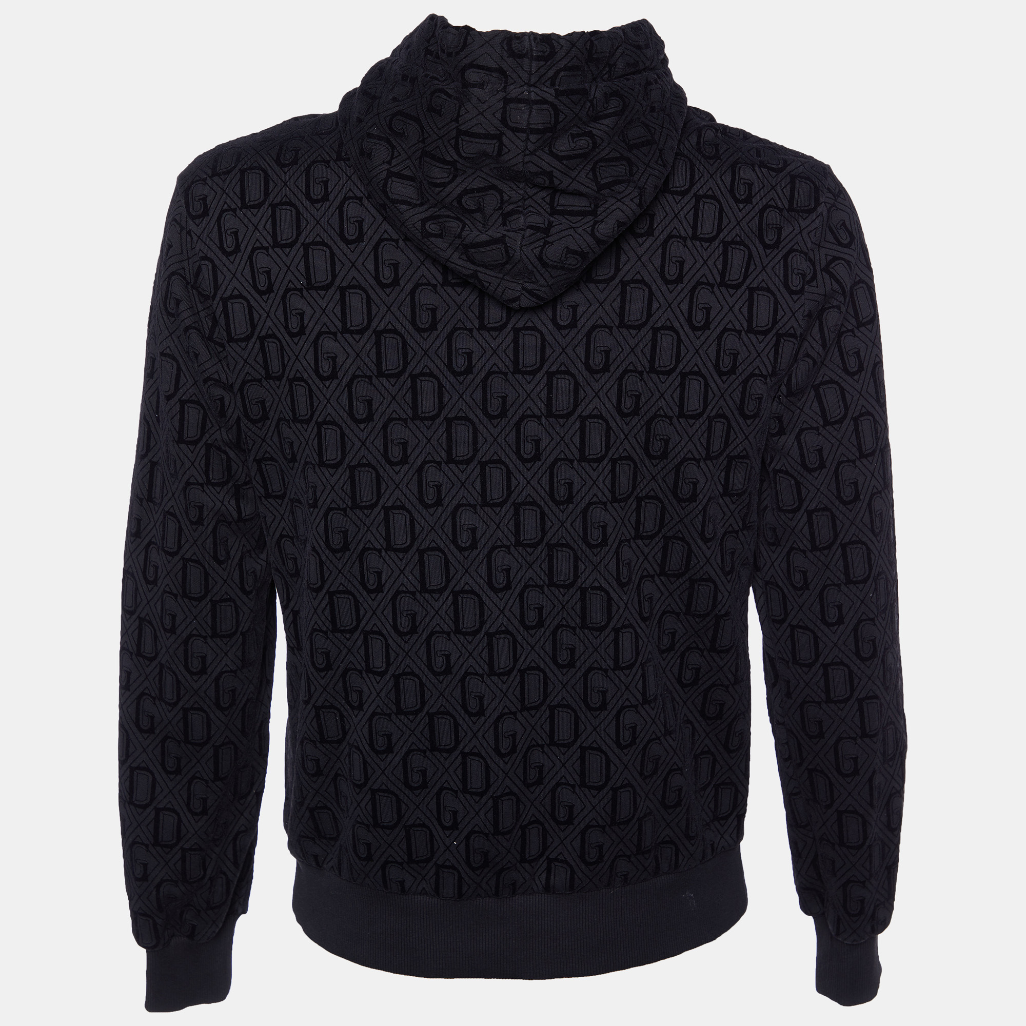 

Dolce & Gabbana Black Logo Devore Pattern Hooded Sweatshirt
