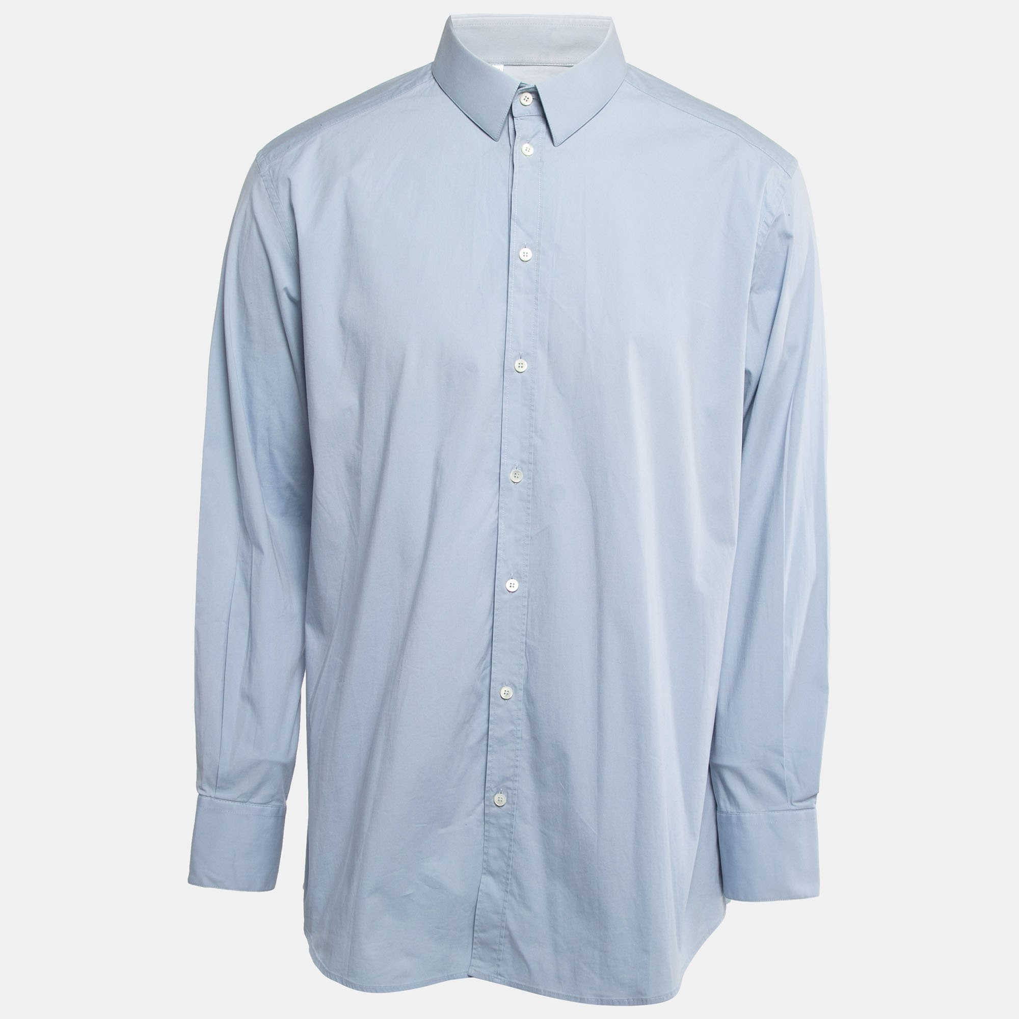 

Dolce & Gabbana Blue Cotton Gold Fit Long Sleeve Shirt