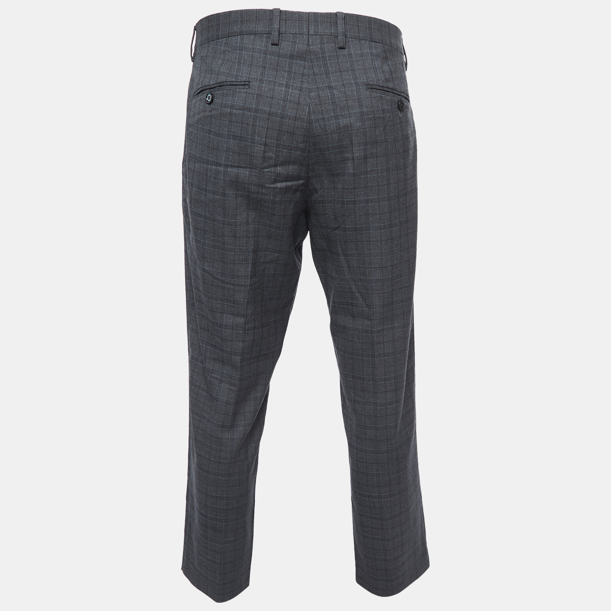 

Dolce & Gabbana Dark Grey Checked Wool Tailored Trousers