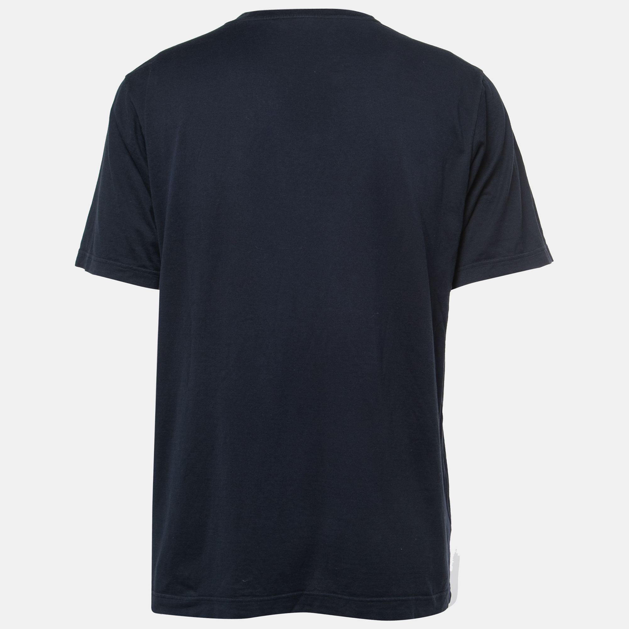 

Dolce & Gabbana Navy Blue Logo Print Cotton Crew Neck T-Shirt