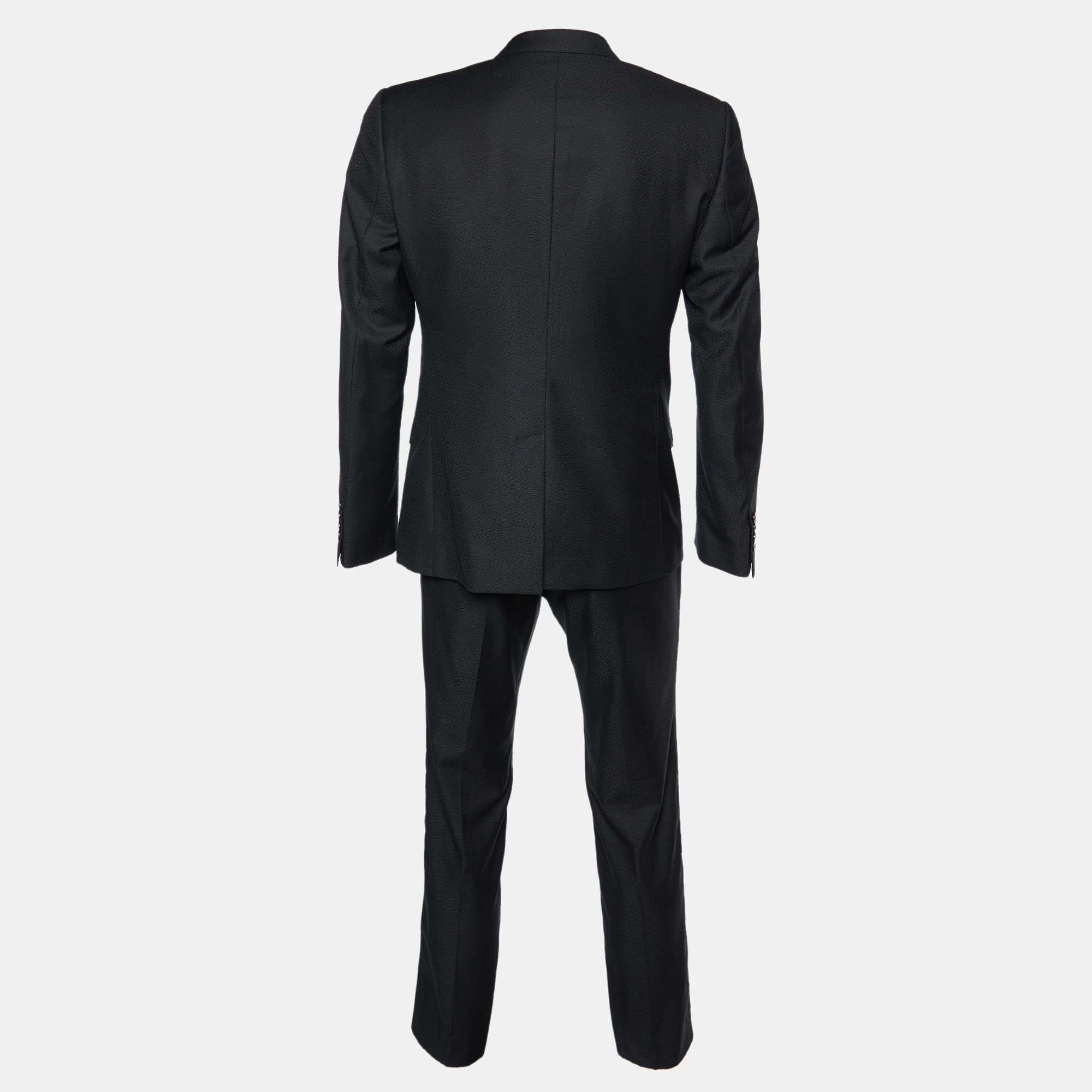 

Dolce & Gabbana Black Jacquard Virgin Wool Gold 3 Piece Suit