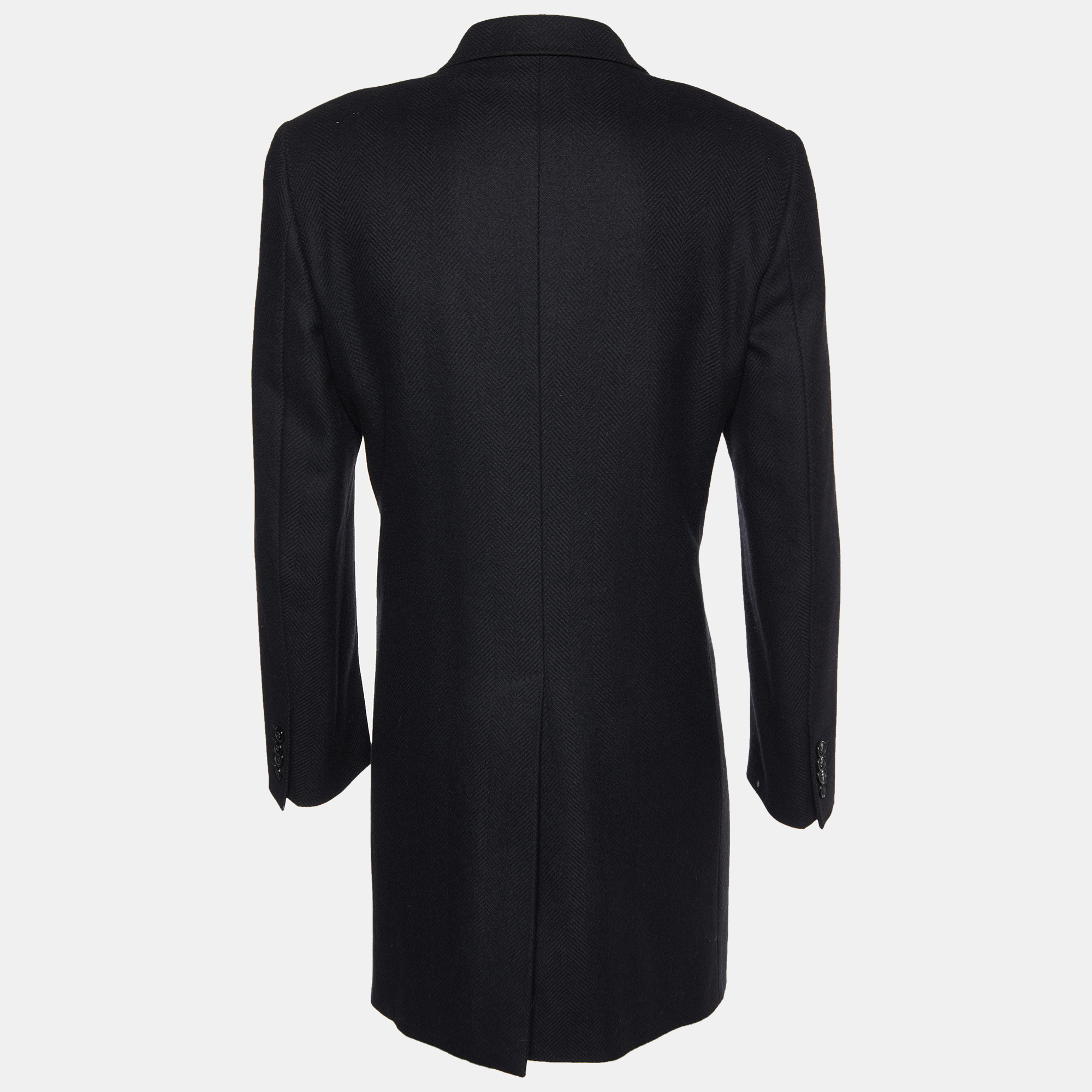 

Dolce & Gabbana Black Jacquard Wool & Cashmere Coat, Blue