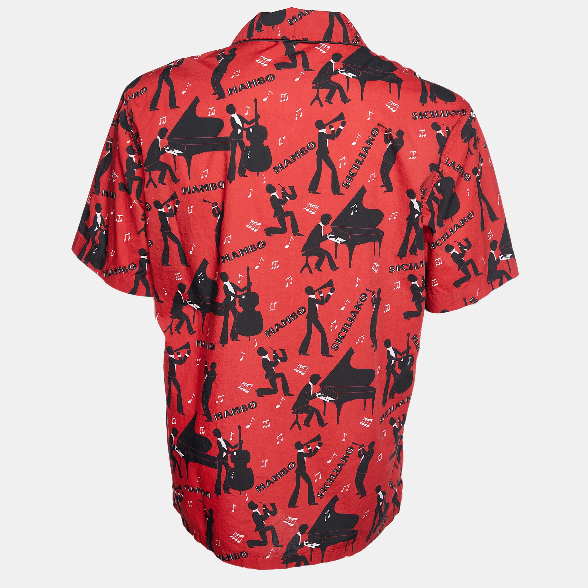 

Dolce & Gabbana Red Bambo printed Cotton Short Sleeve Shirt