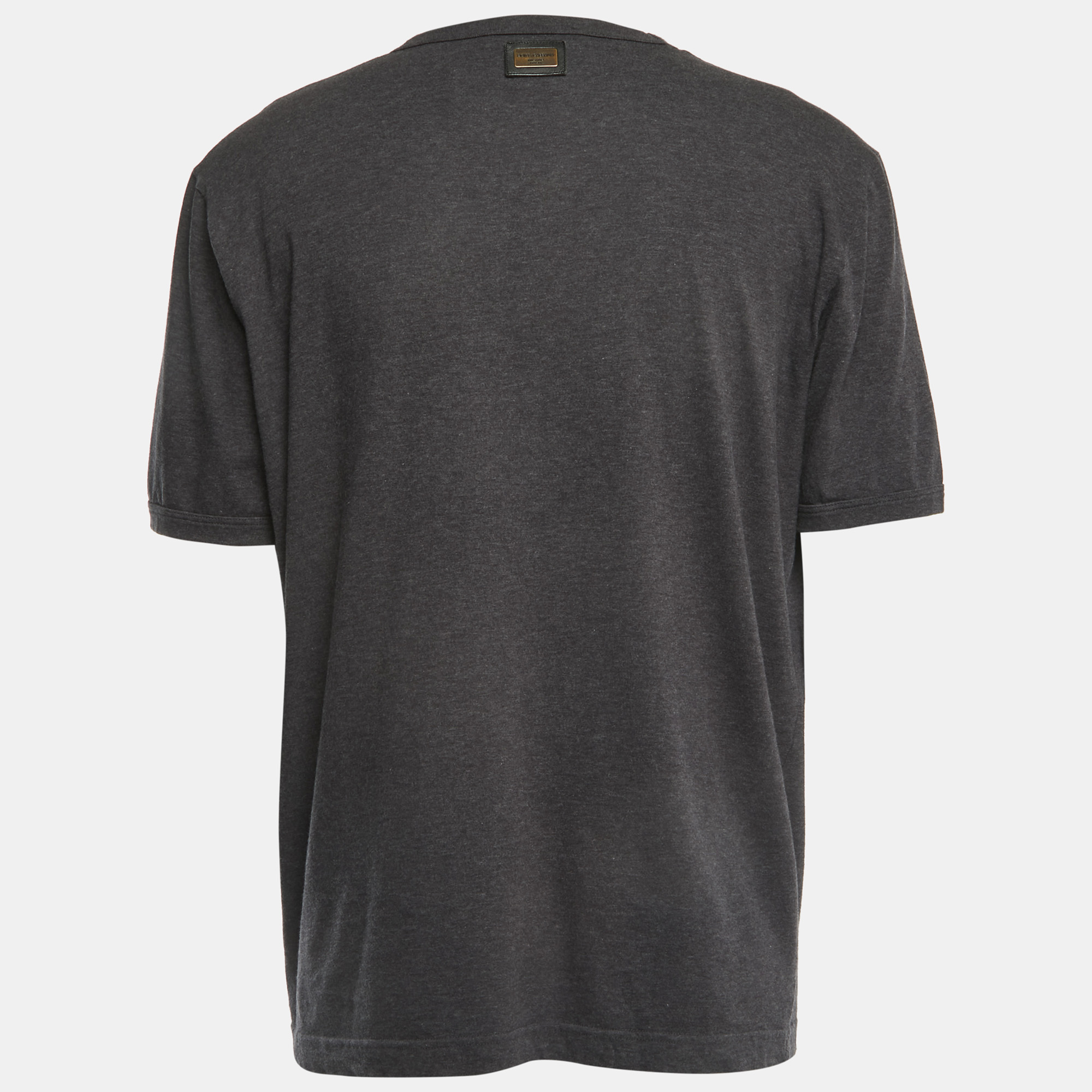 

Dolce & Gabbana Grey Cotton V-Neck Half Sleeve T-Shirt