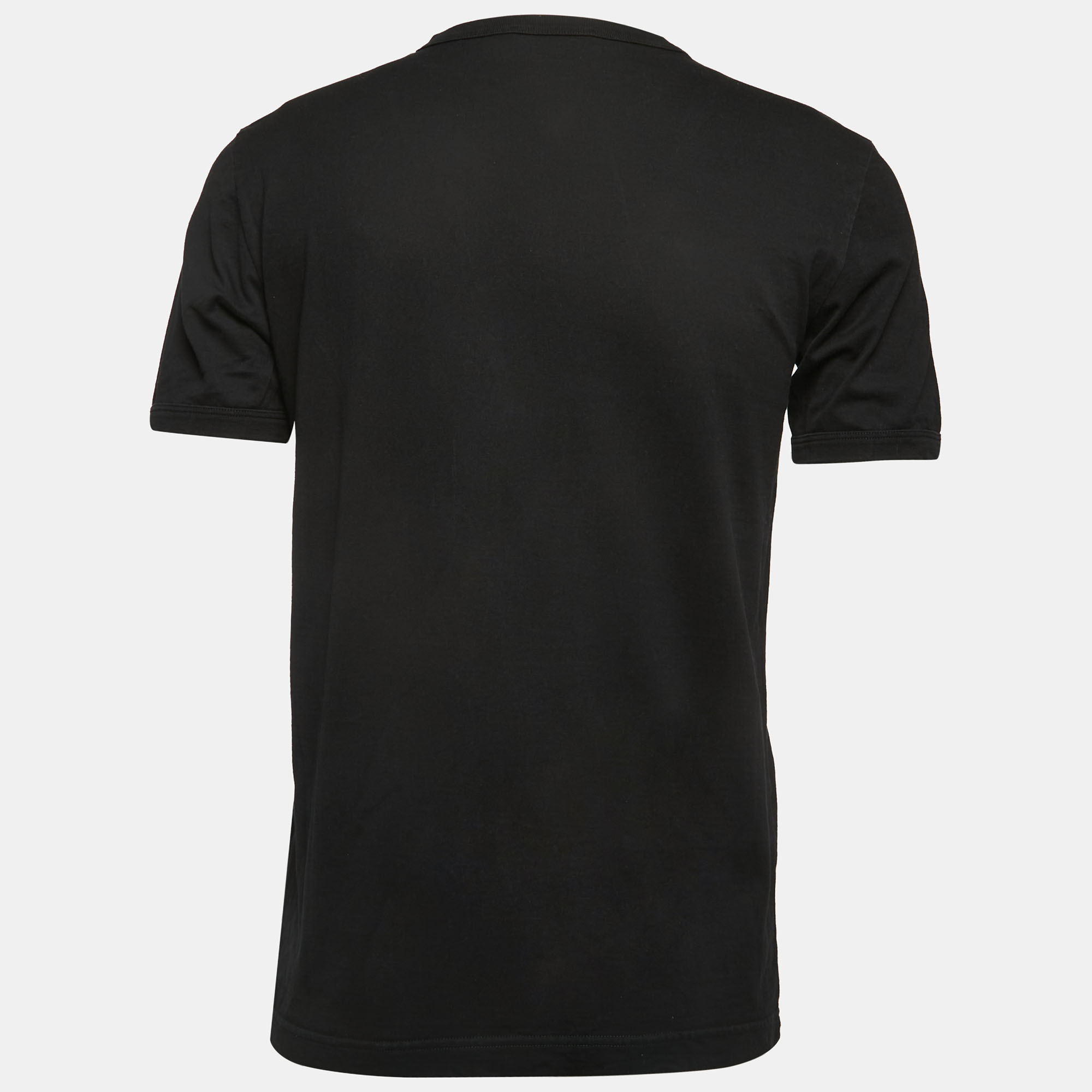

Dolce & Gabbana Black Print Cotton Crew Neck Half Sleeve T-Shirt