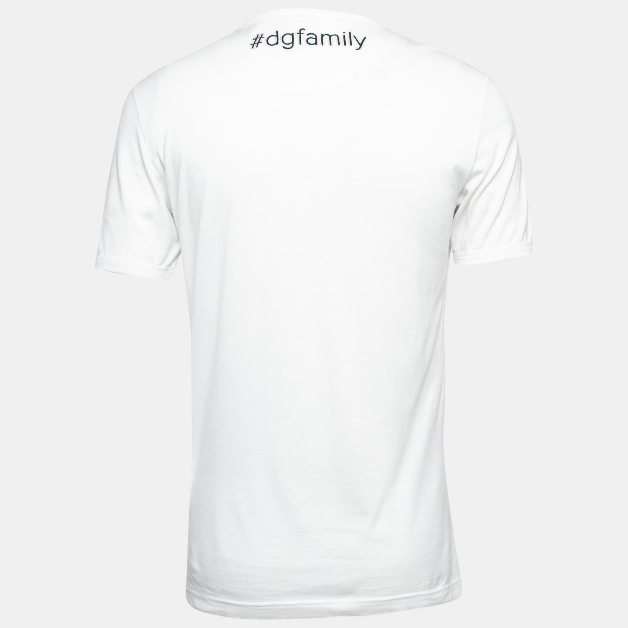 

Dolce & Gabbana White Embroidered Cotton Half Sleeve T-Shirt
