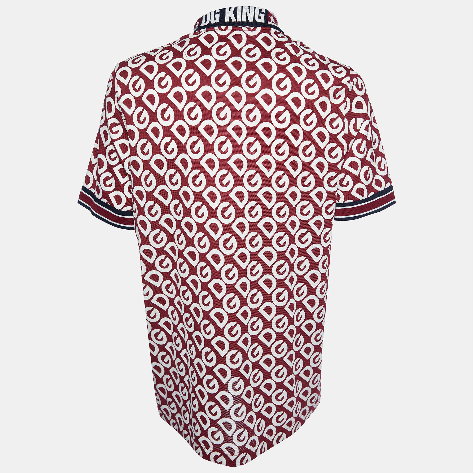 

Dolce & Gabbana Bordeaux DG Mania Print Cotton Pique Polo T Shirt, Burgundy