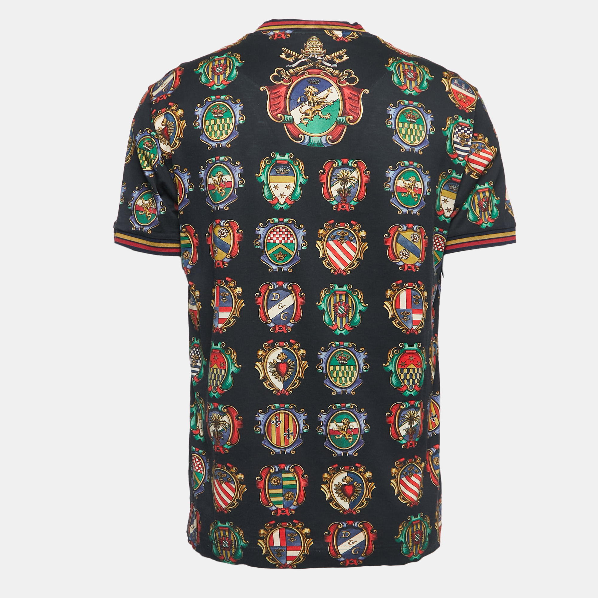 

Dolce & Gabbana Black Royal Coat of Arms Crown Print Cotton T-Shirt