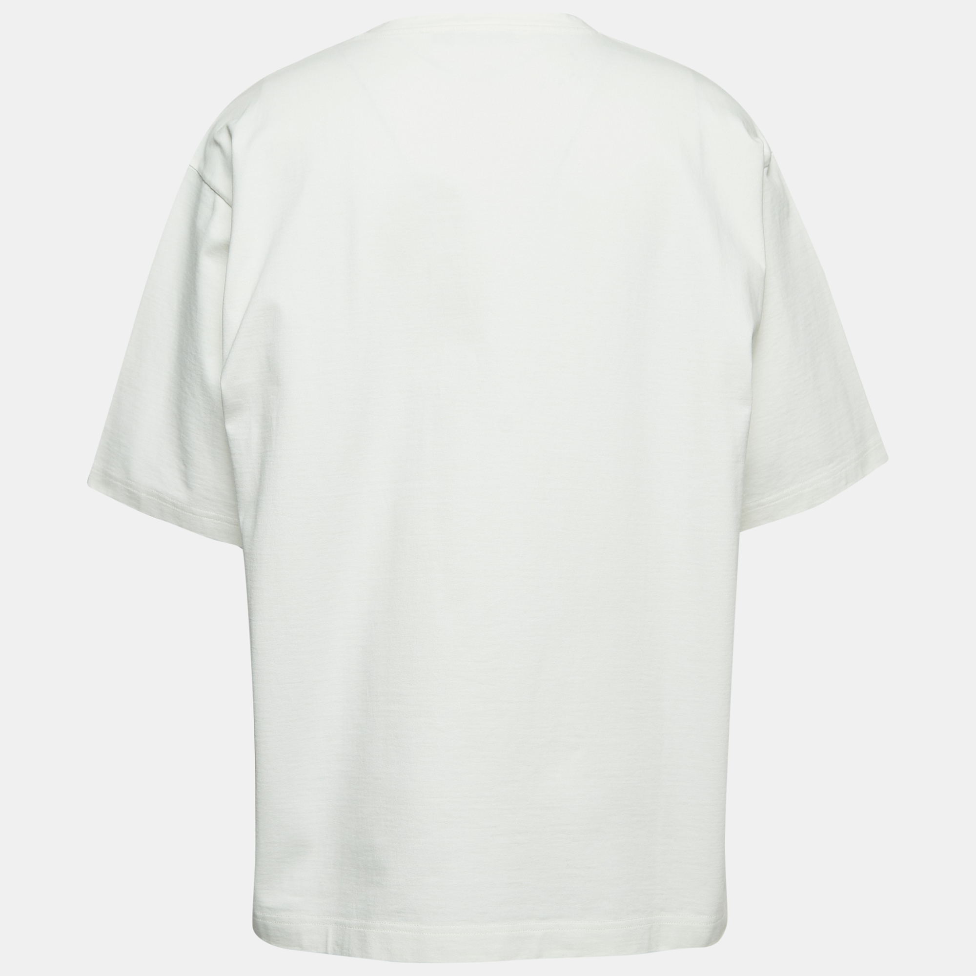 

Dolce & Gabbana Off-White Cotton Logo Print Cotton Oversized T-Shirt