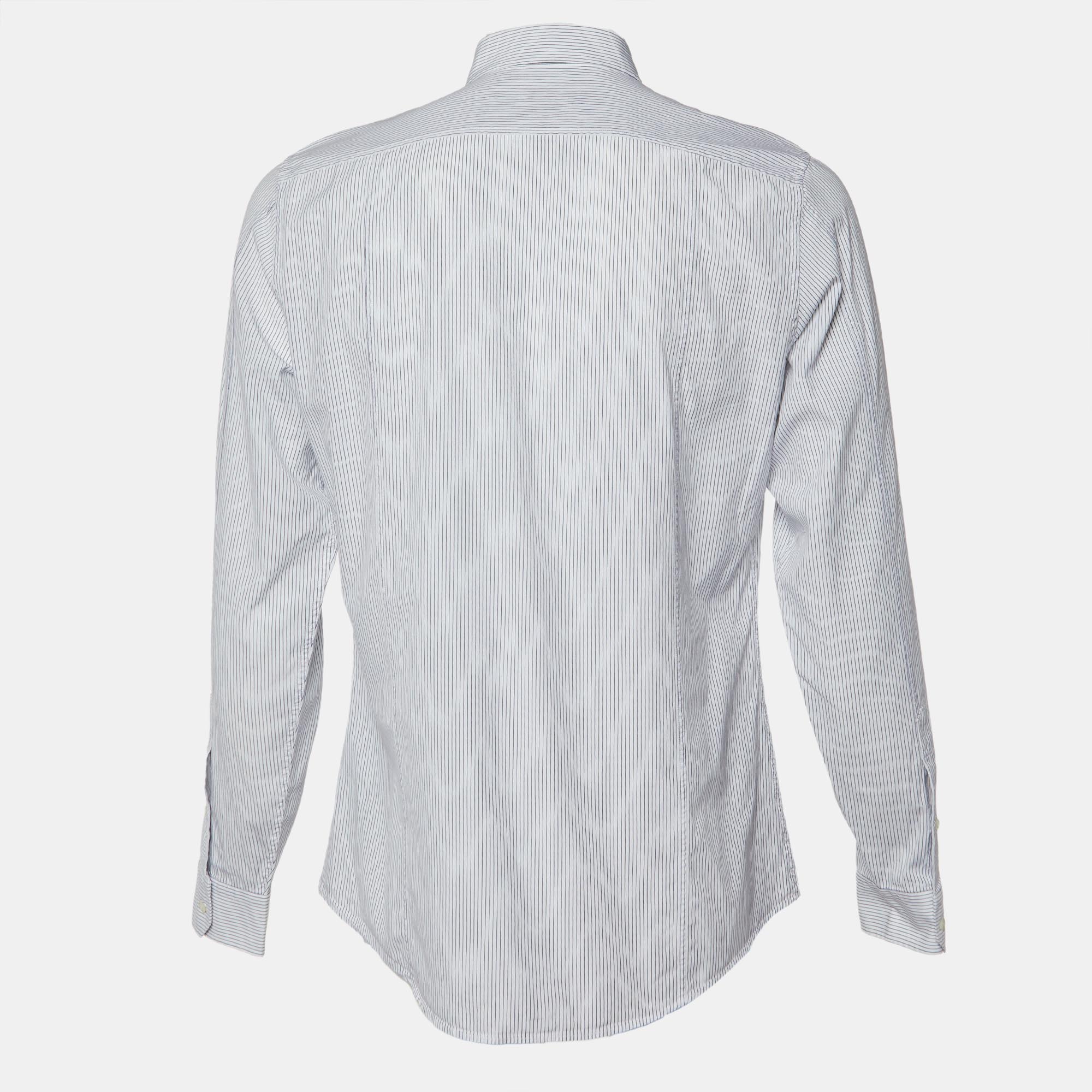 

Gucci White Striped Cotton Slim Fit Shirt