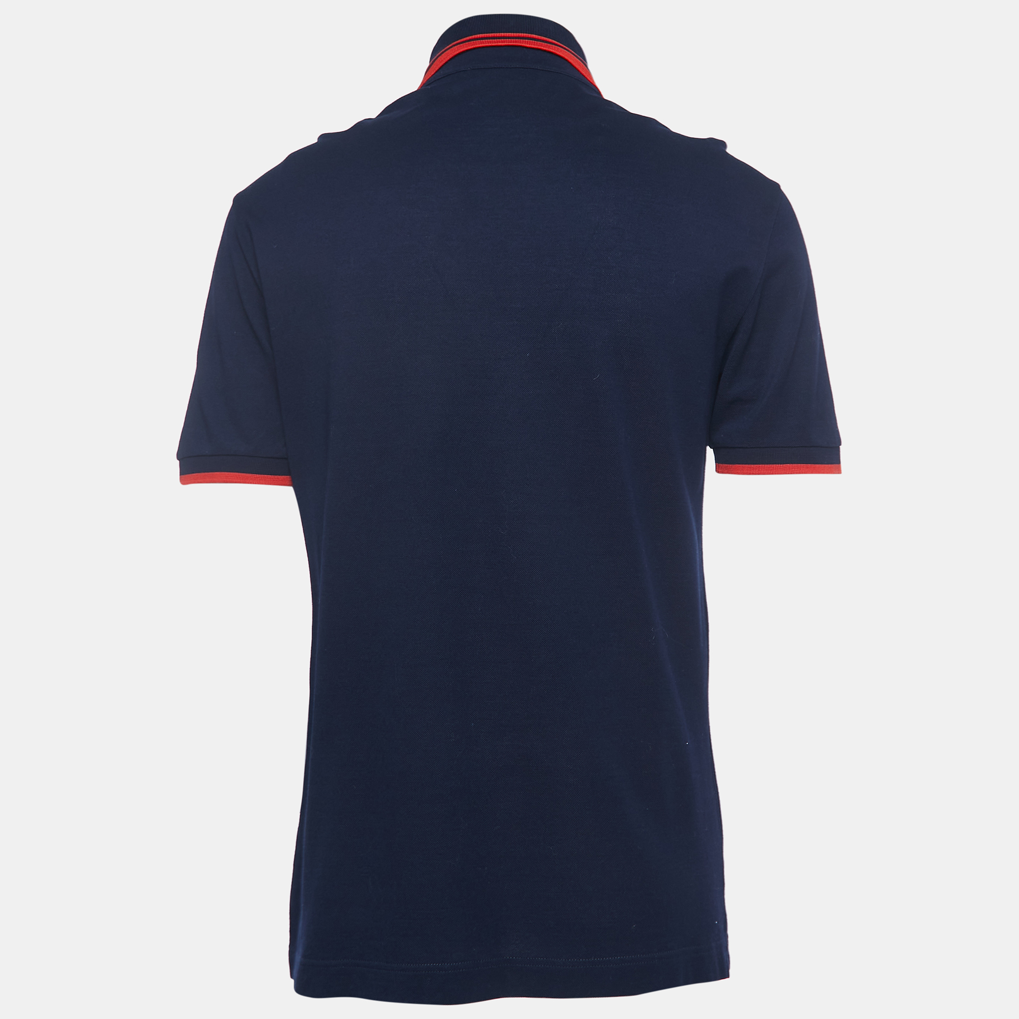 

Dolce & Gabbana Navy Blue Cotton Pique Logo Applique Polo T-Shirt