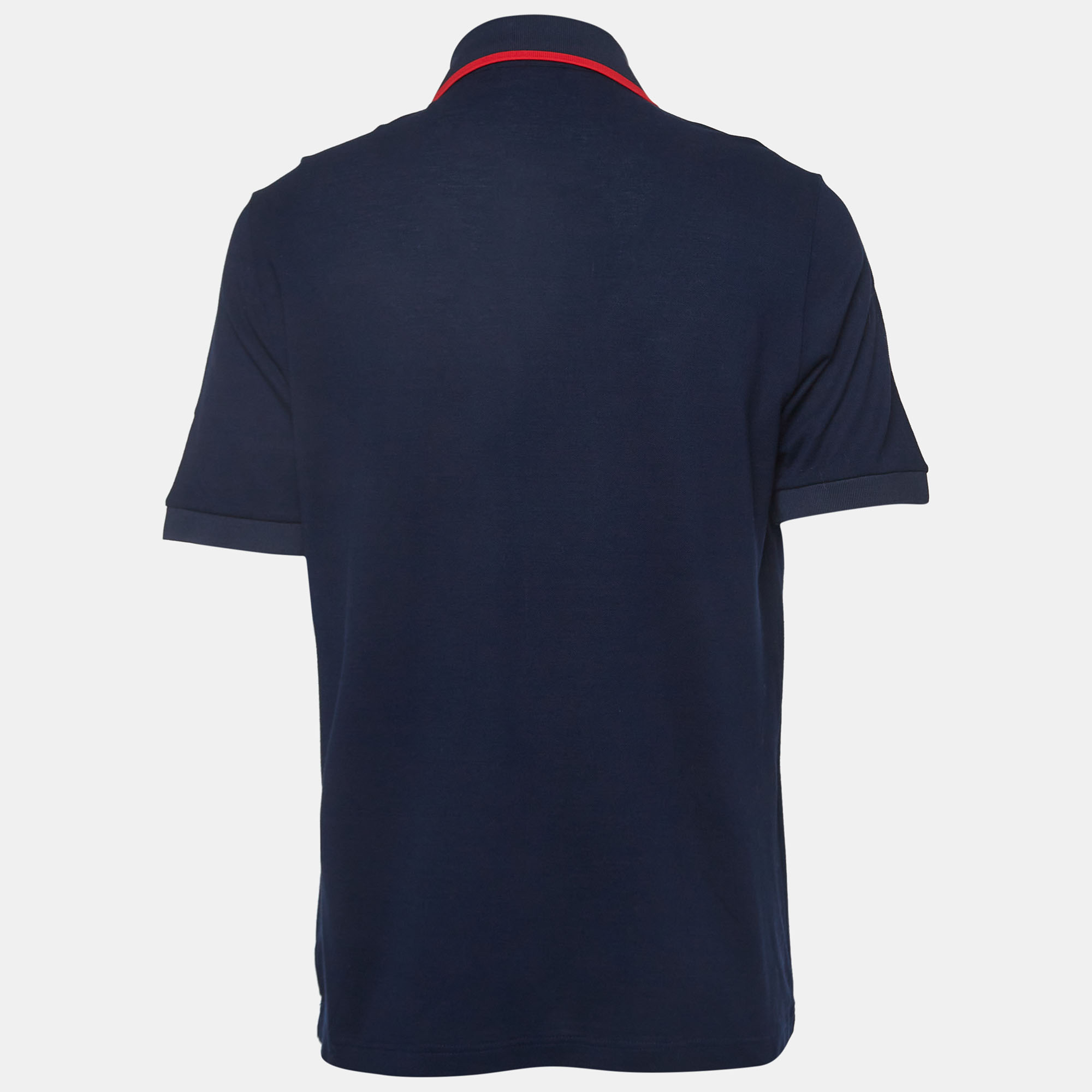 

Dolce & Gabbana Navy Blue Cotton Logo Embroidered Polo T-Shirt