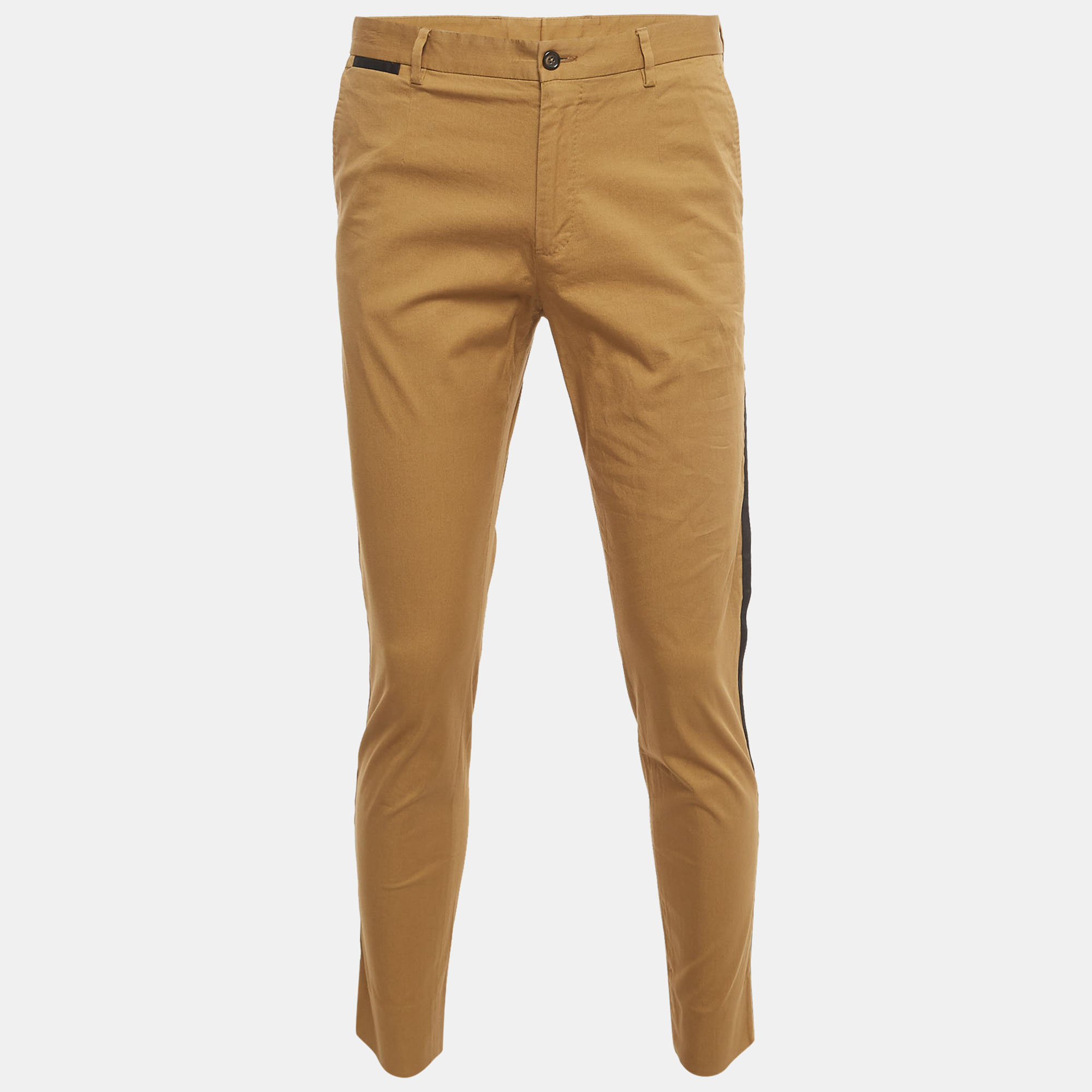 Pre-owned Dolce & Gabbana Camel Brown Cotton Slim Fit Pants M