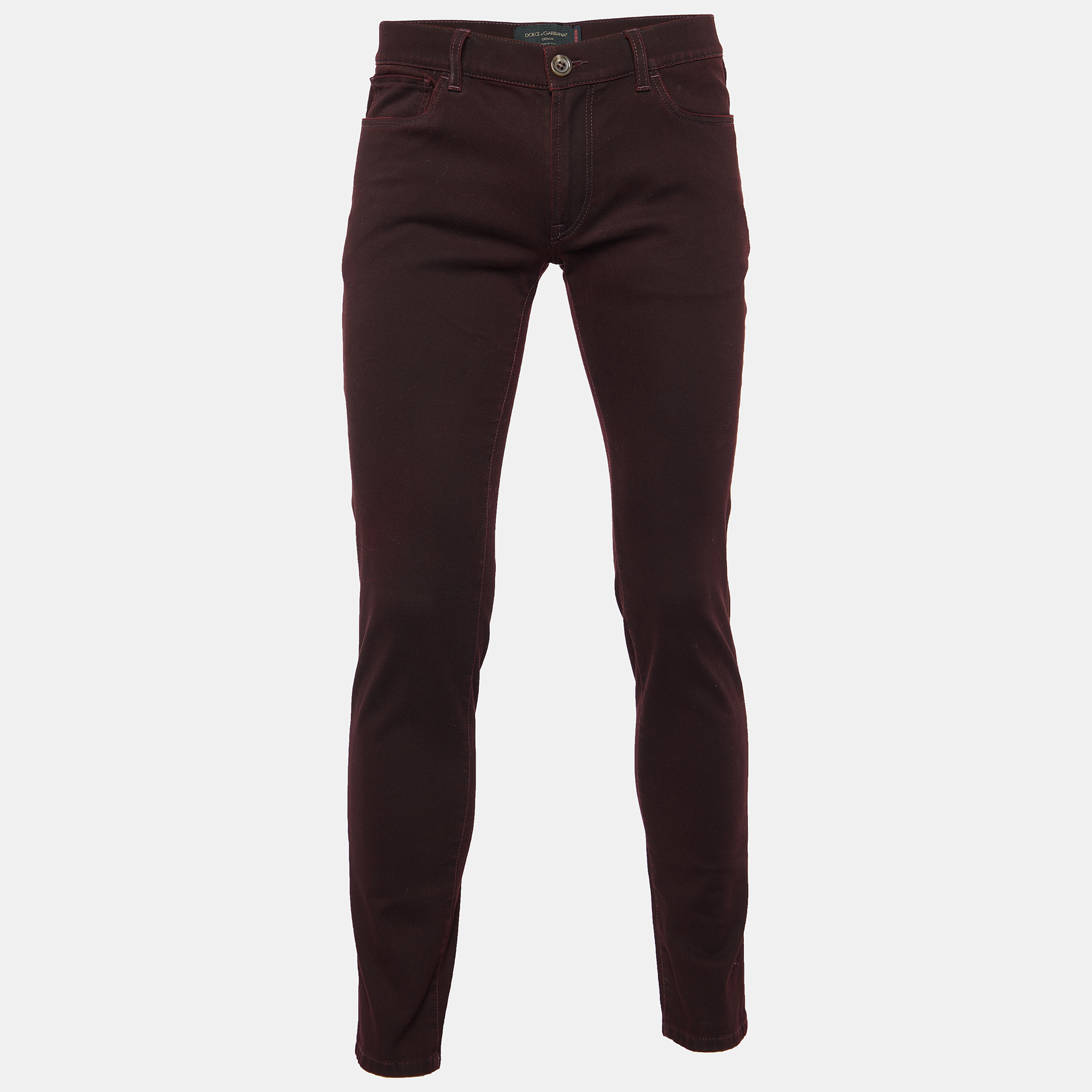 Pre-owned Dolce & Gabbana Burgundy Denim 14 Stretch Slim Fit Jeans M/waist 33.5"