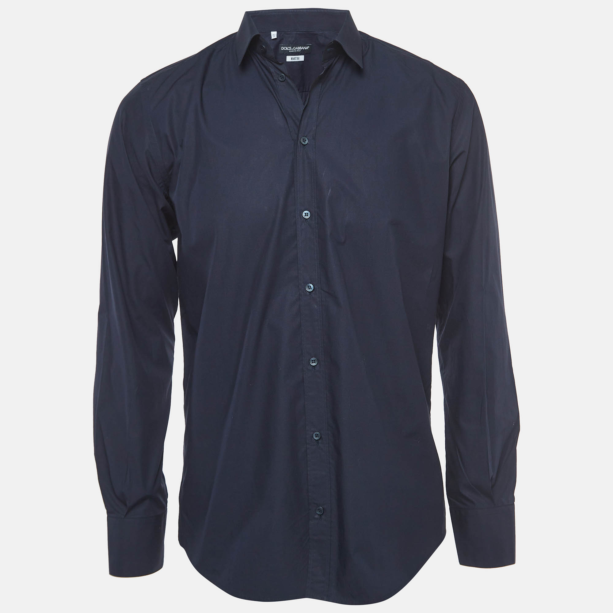 

Dolce & Gabbana Dark Blue Cotton Martini Long Sleeve Shirt, Navy blue