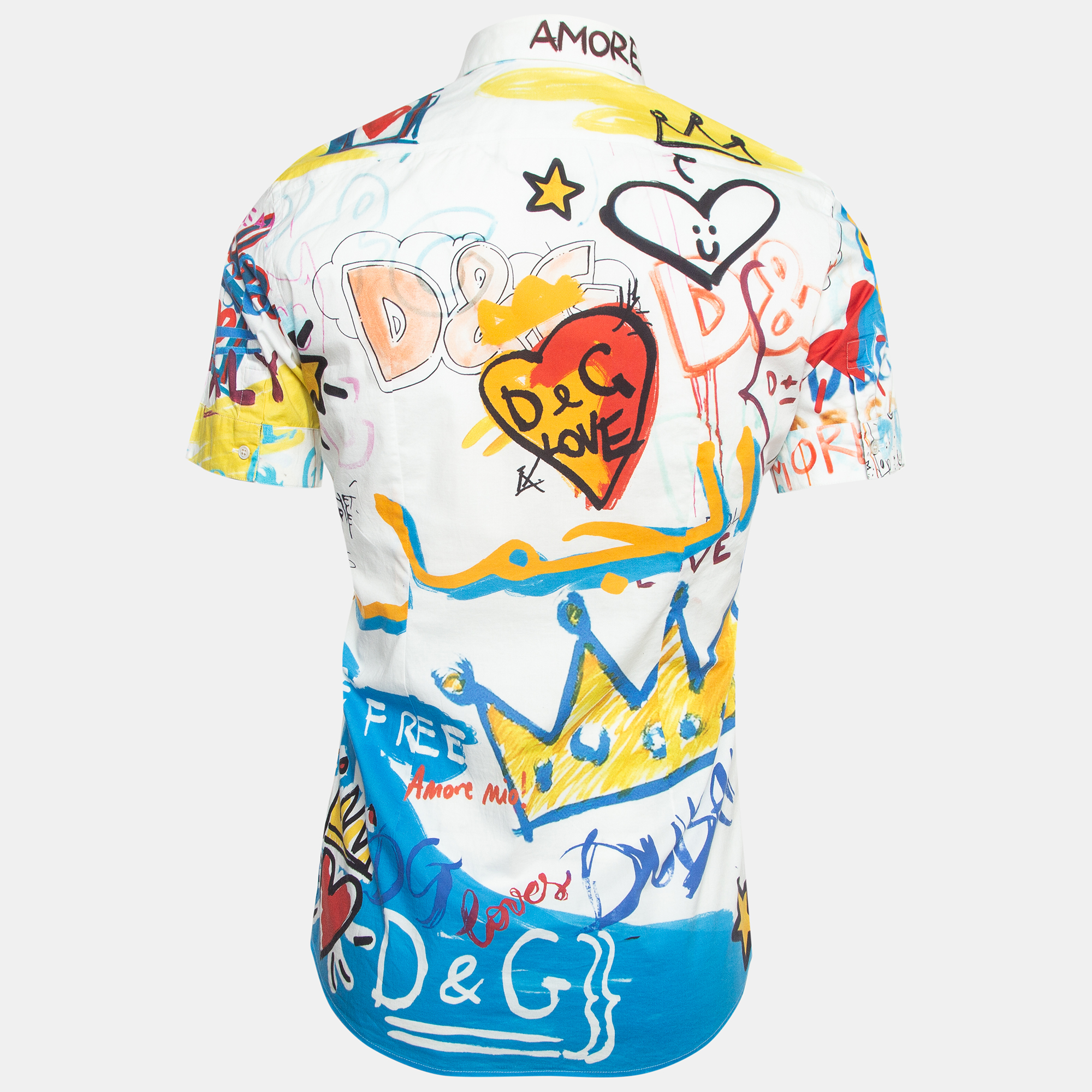 

Dolce & Gabbana Gold Multicolor Print Cotton Half Sleeve Shirt