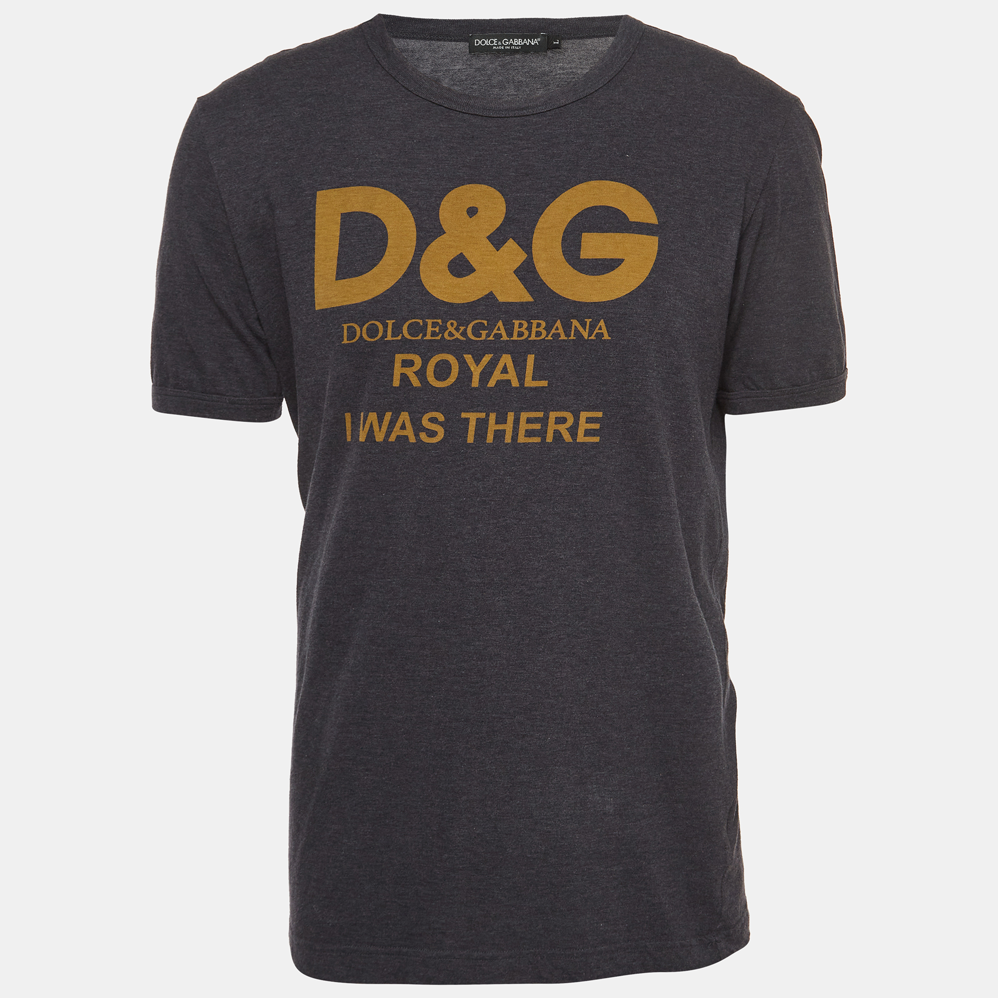 Pre-owned Dolce & Gabbana Grey Logo Print Cotton Half Sleeve T Shirt L