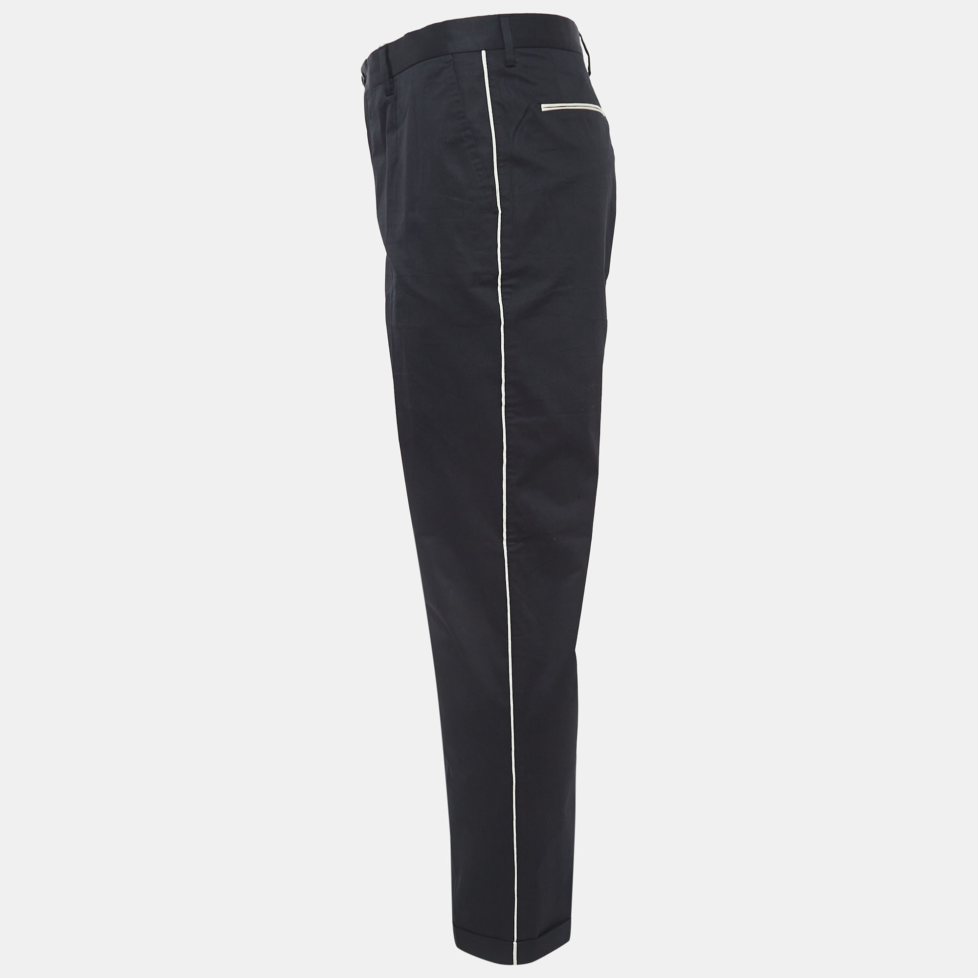 

Dolce & Gabbana Black Contrast Trim Cotton Regular Fit Trousers