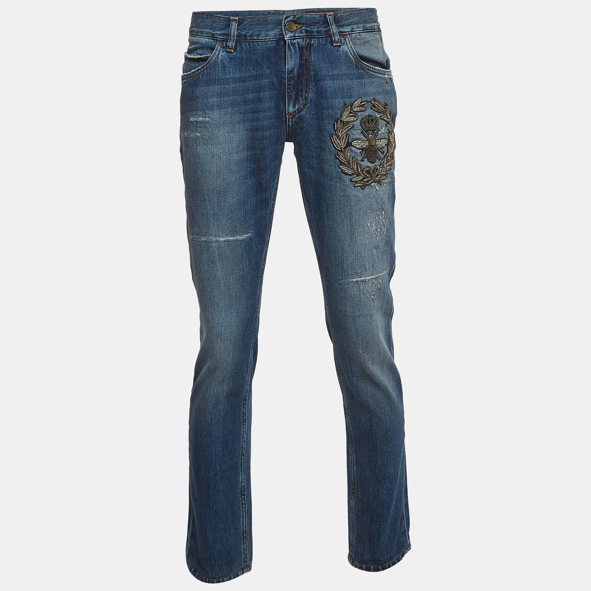 

Dolce & Gabbana Blue Embroidered Denim Classic Jeans  Waist 36