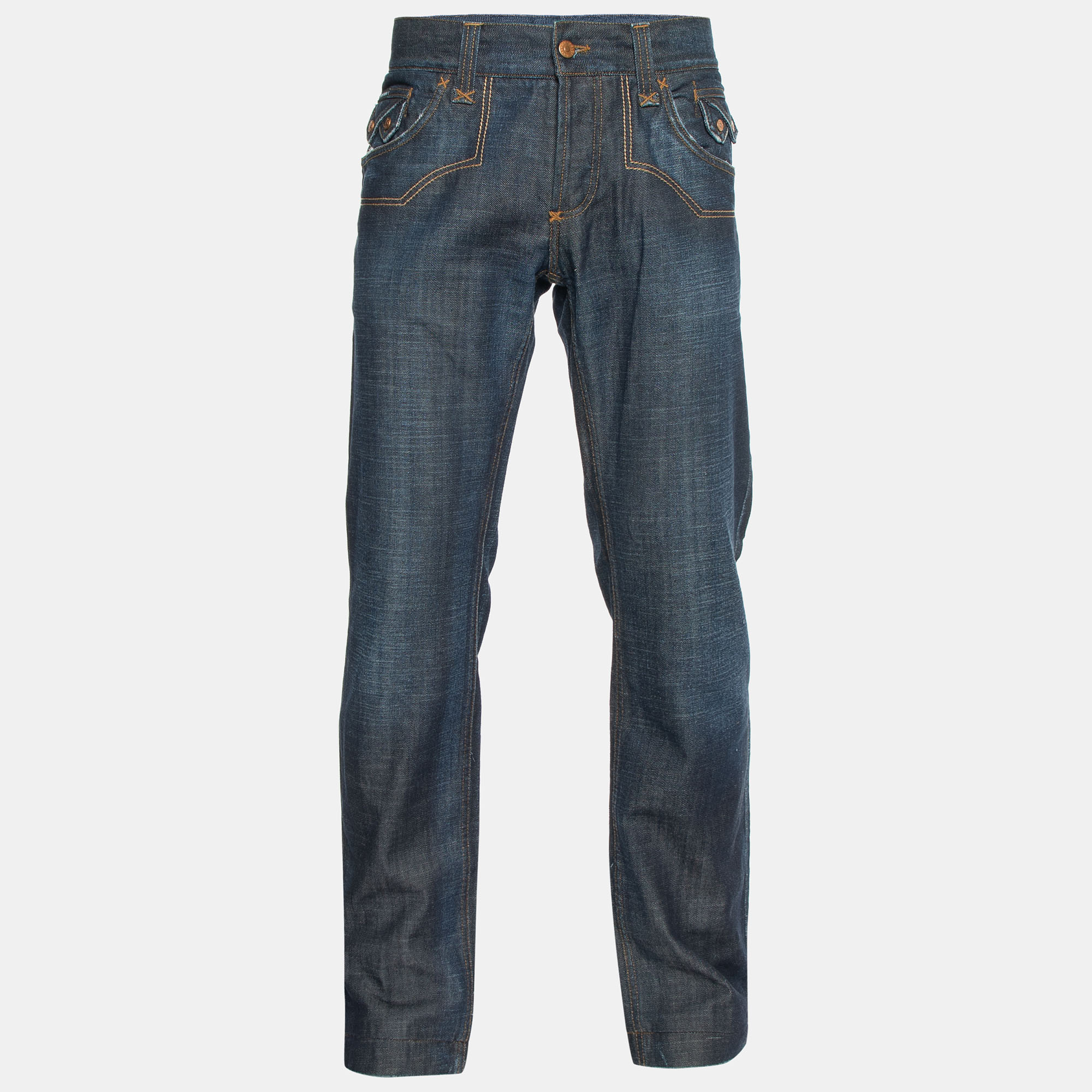 Pre-owned Dolce & Gabbana Dark Blue Denim Classic 14 Fit Jeans L/waist 38"
