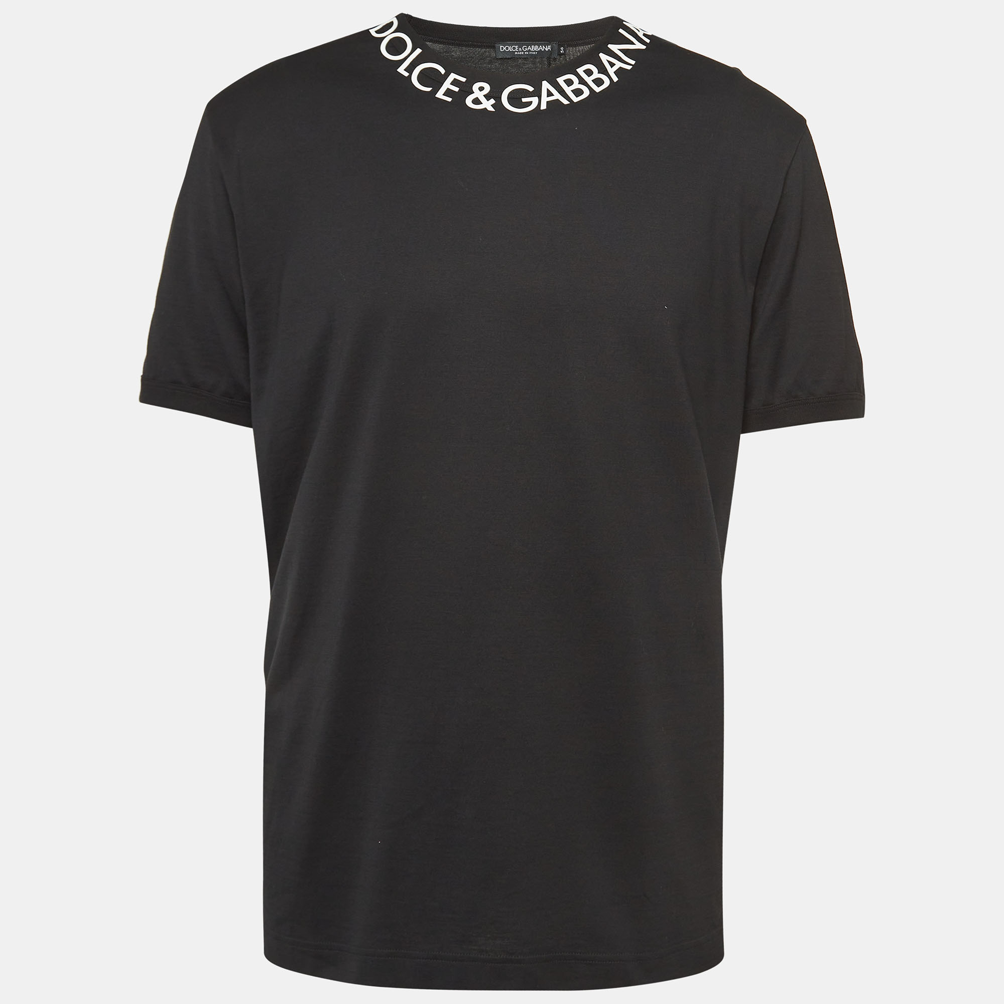 

Dolce & Gabbana Black Logo Printed Cotton Crew Neck T-Shirt