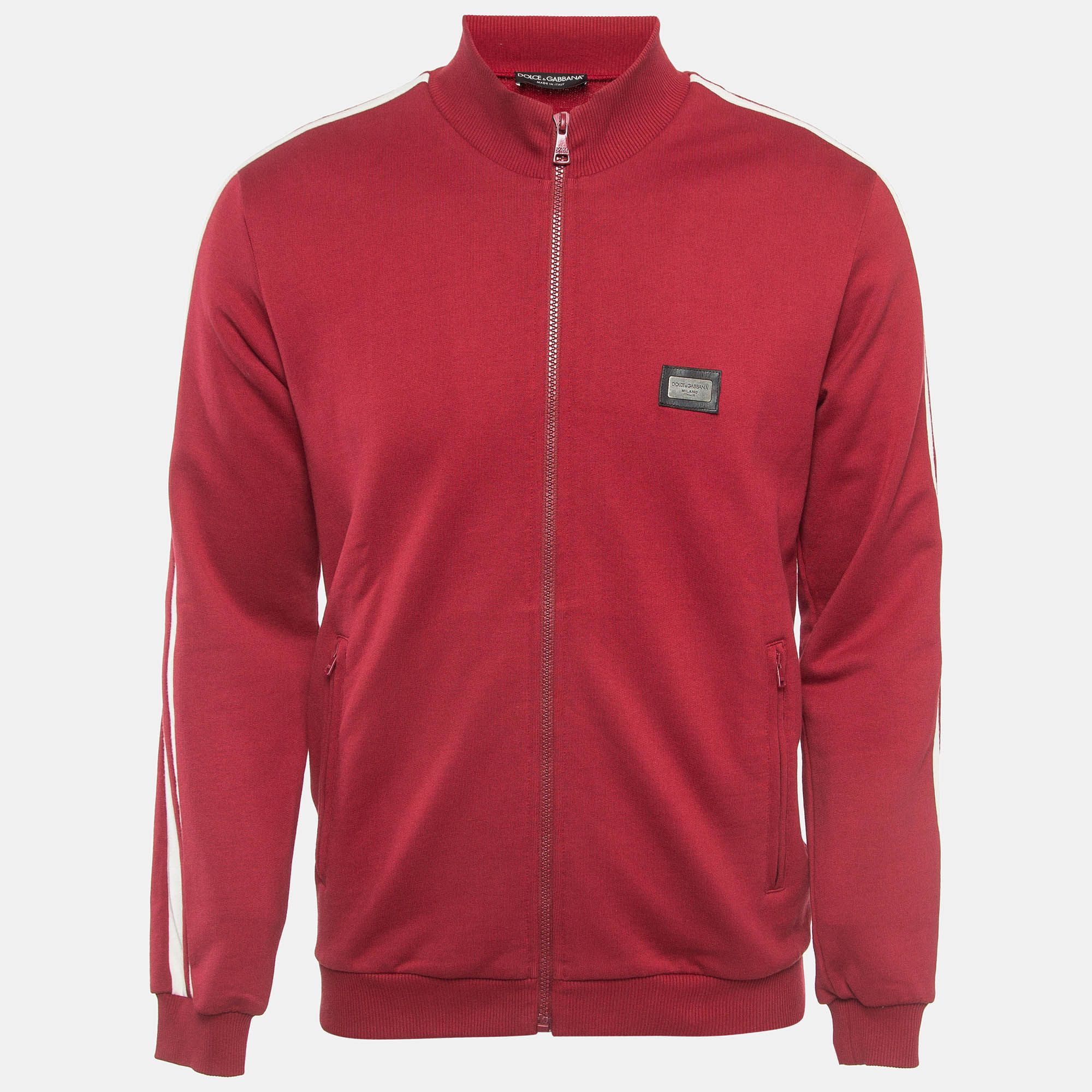 

Dolce & Gabbana Red Cotton Knit Zip Front Track Jacket