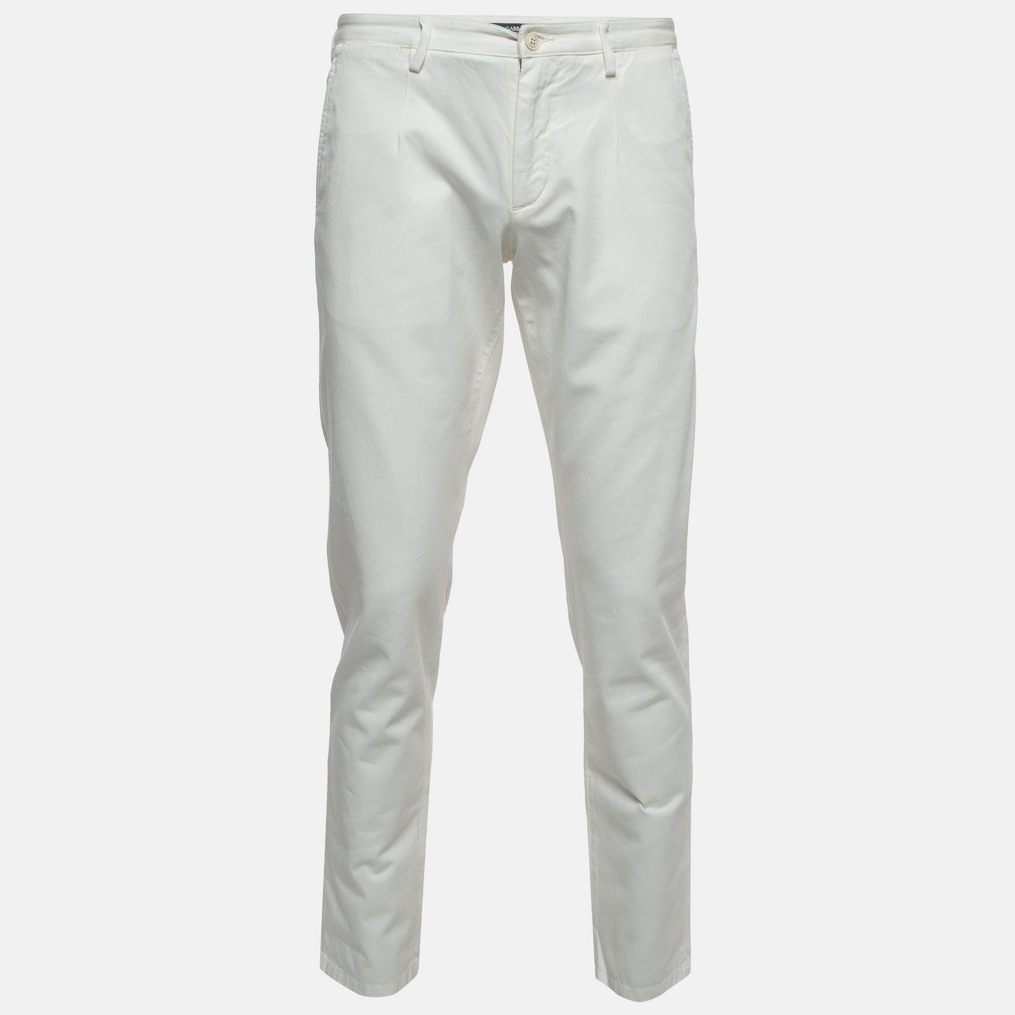 

Dolce & Gabbana White Cotton Twill Pants S