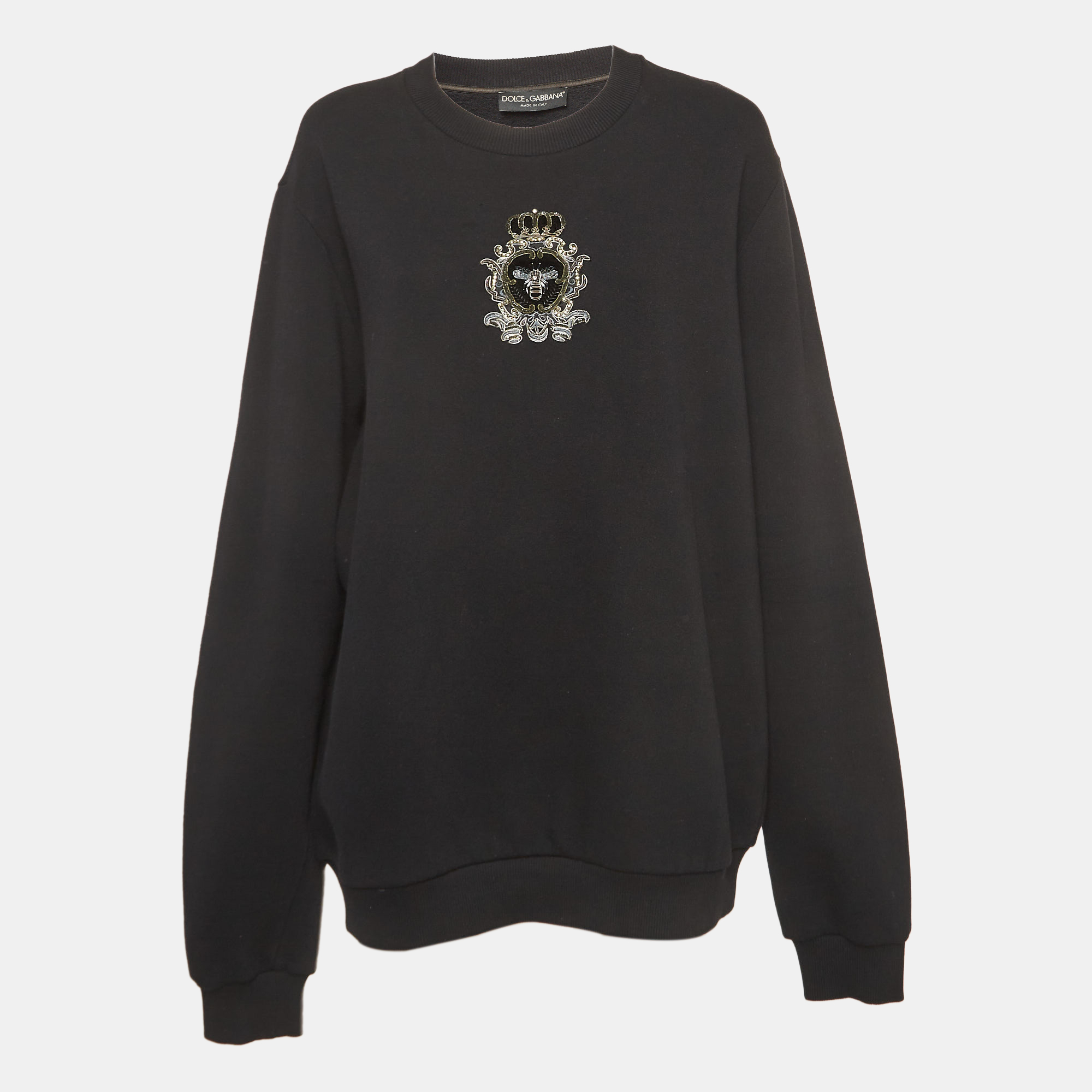 

Dolce & Gabbana Black Embroidered Knit Sweatshirt XXL